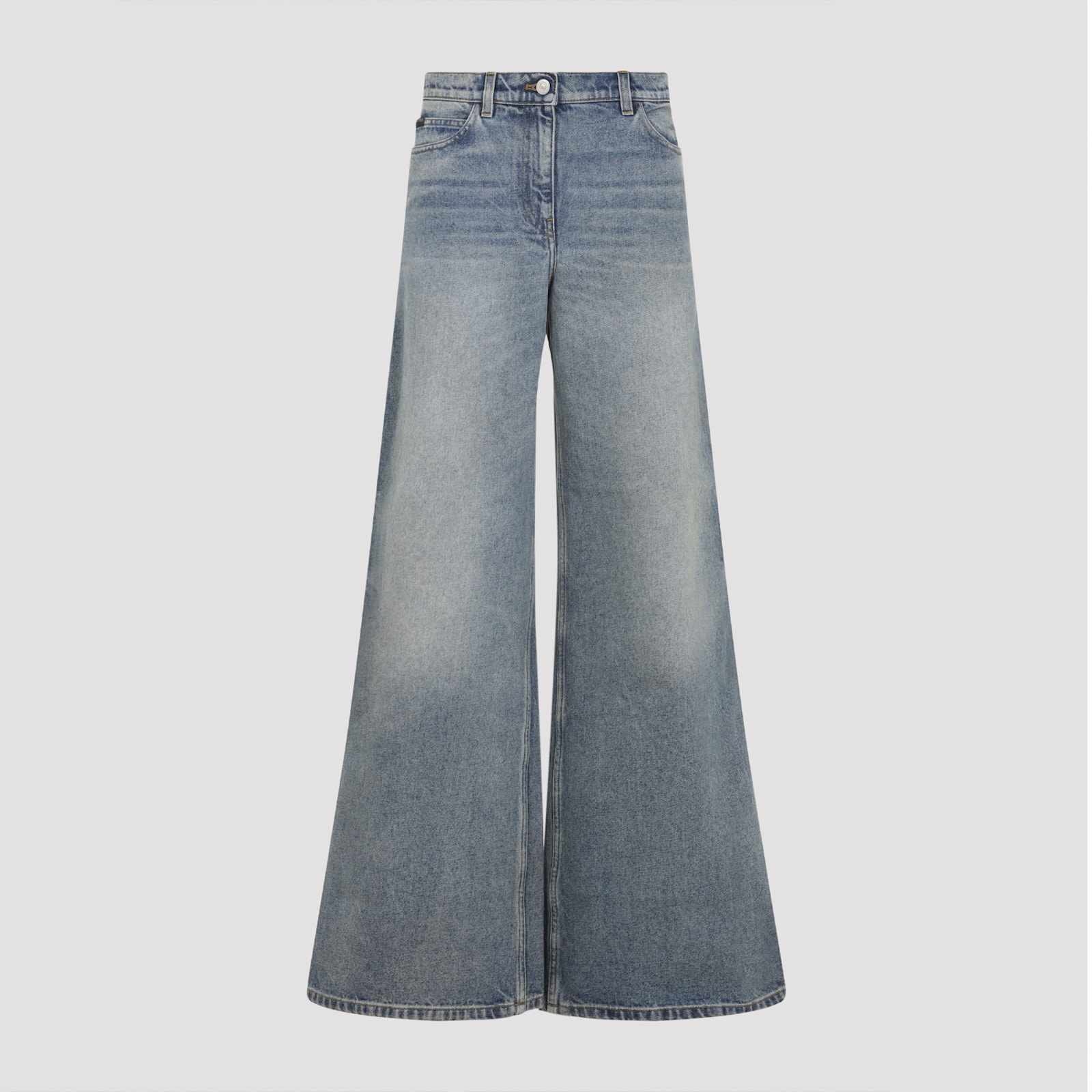 Courrèges Wide-leg Denim Trousers With Belt Loops In Blue