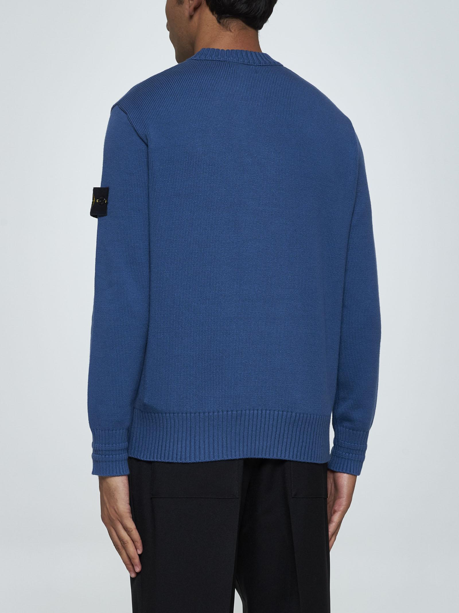 Stone Island Winter Cotton Crewneck Sweater Knitwear Blue In Blu