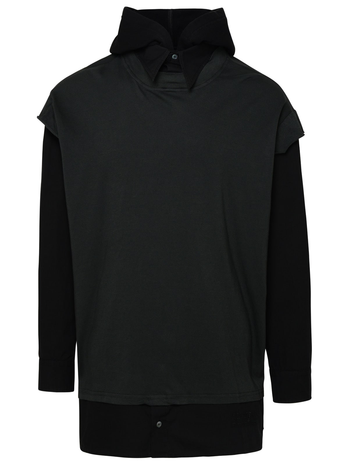 Shop Mm6 Maison Margiela Black Cotton Sweater In Grey
