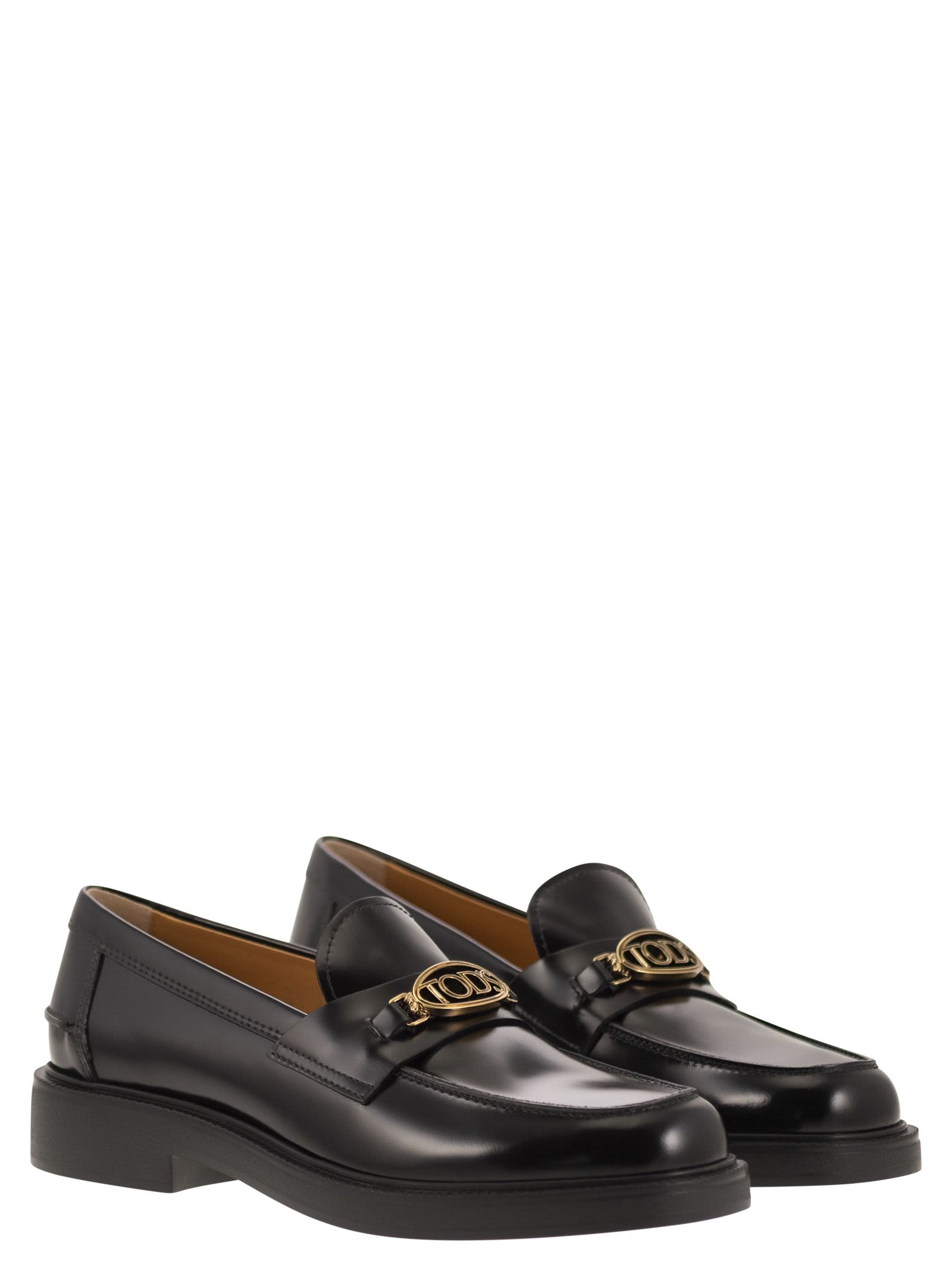 Shop Tod's Leather Moccasin In Black