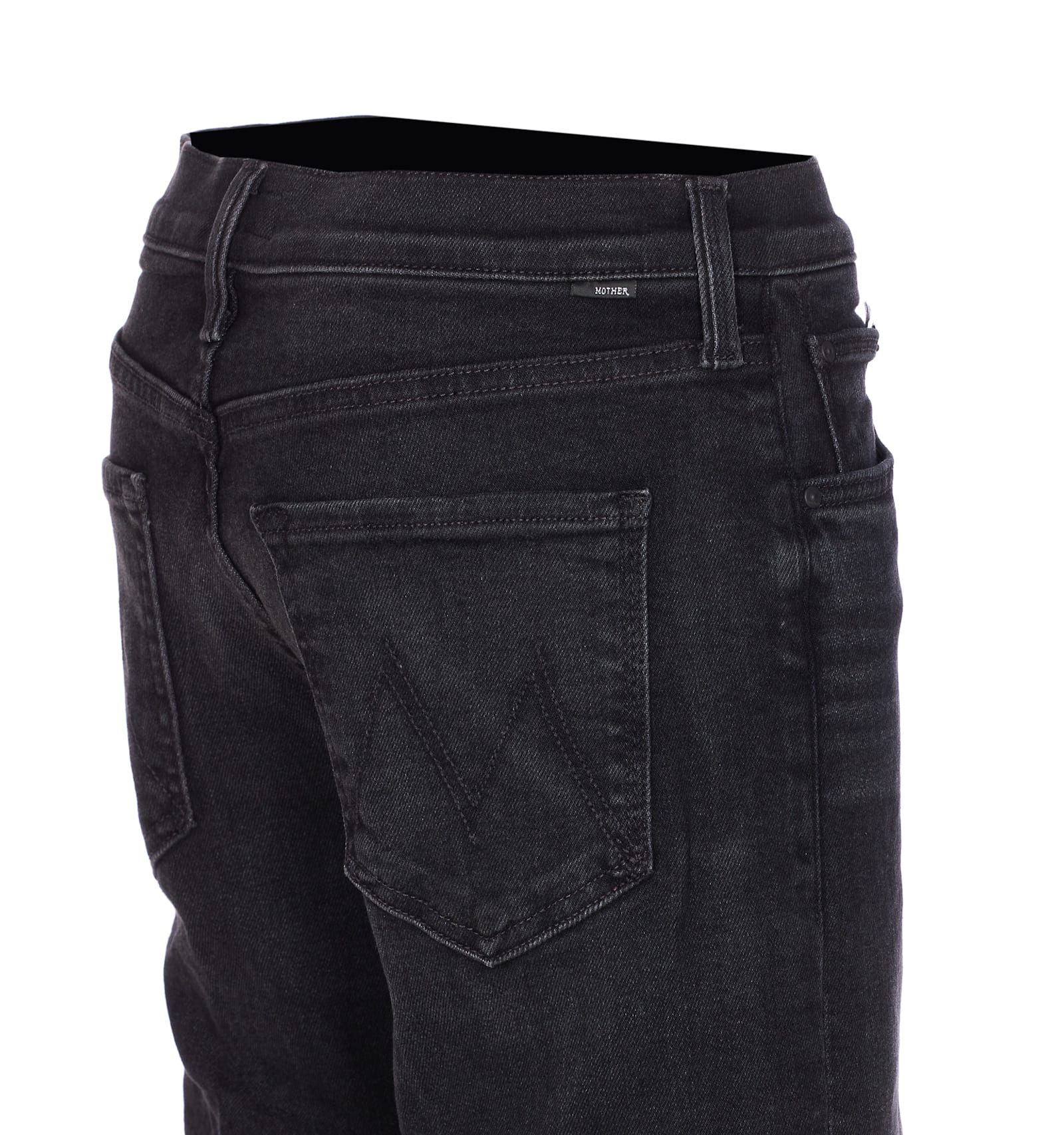 Mother The Mid Rise Rambler Zip Flood Jeans In Black