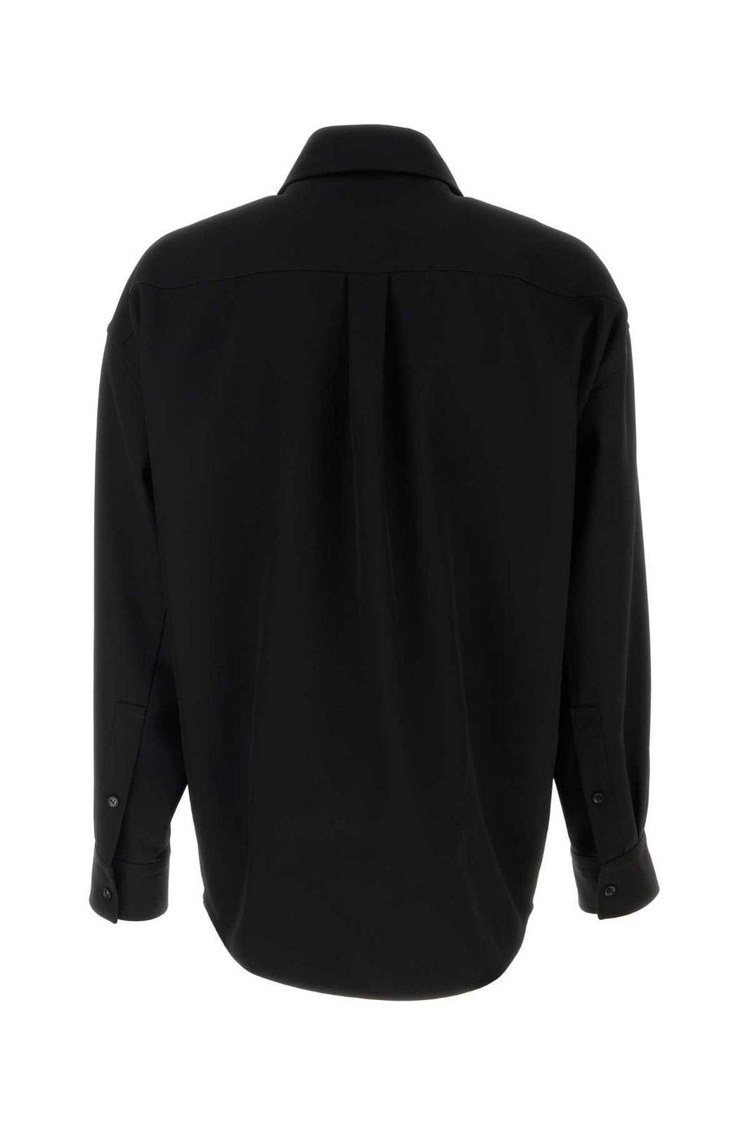 Shop Bottega Veneta Long Sleeved Regular Fit Shirt In Black