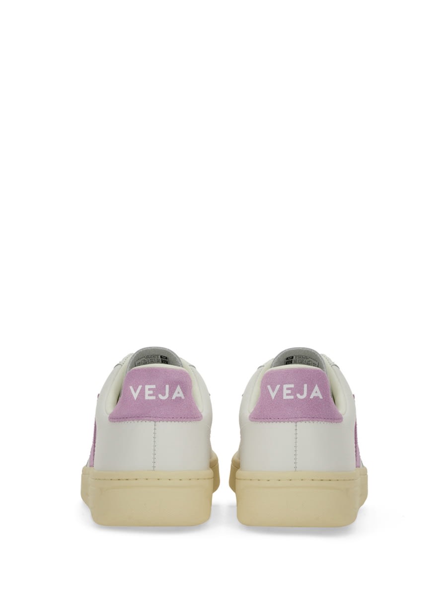 Veja V-12 Leather Sneakers White And Orchid Color