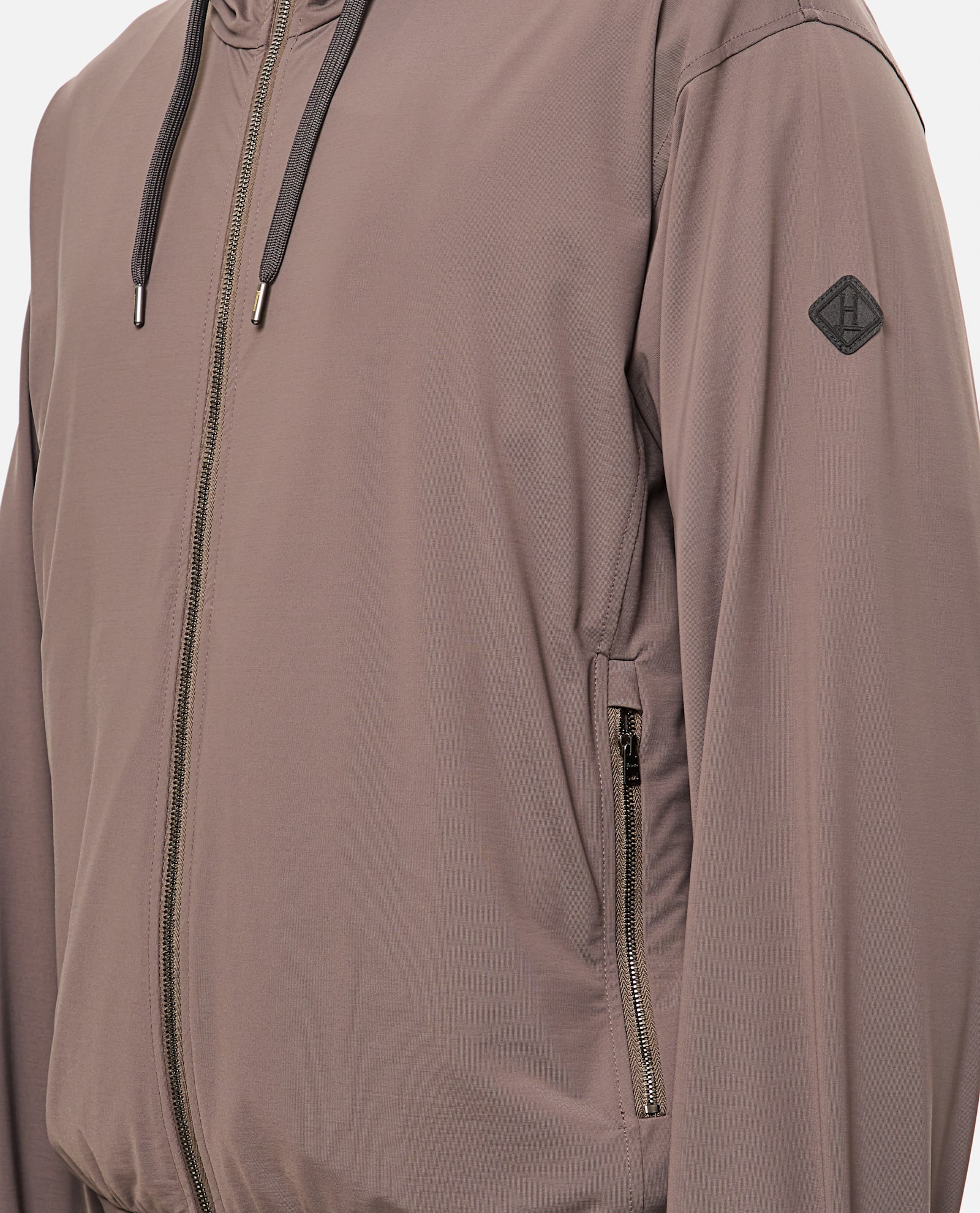 Herno Hooded Sweatshirt With Zip In Beige
