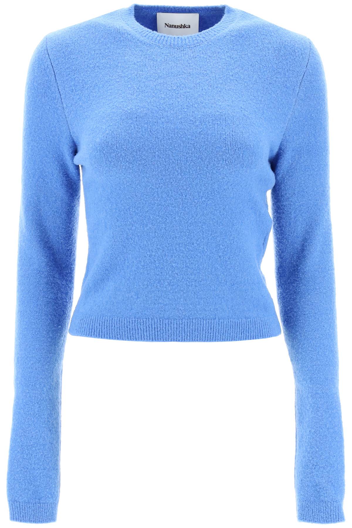 Nanushka 'tama' Sweater In Compact Boucle Knit In Blue (blue)