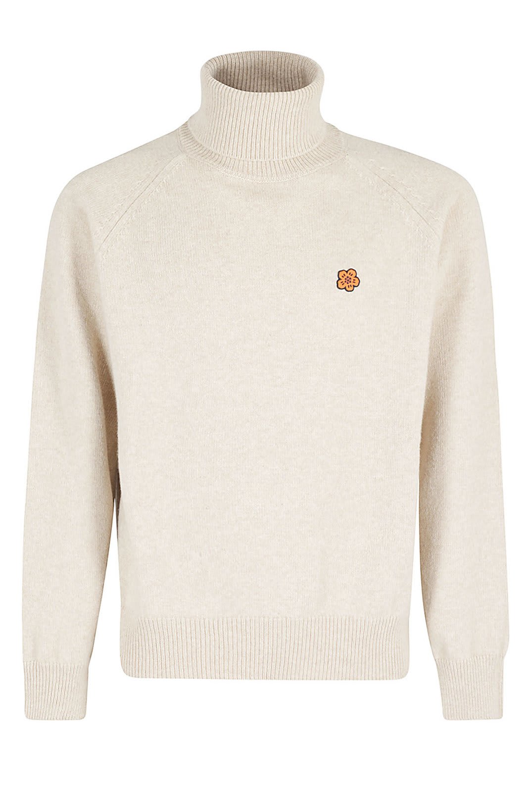 Shop Kenzo Turtleneck Boke Flower Embroidered Knitted Jumper In Beige