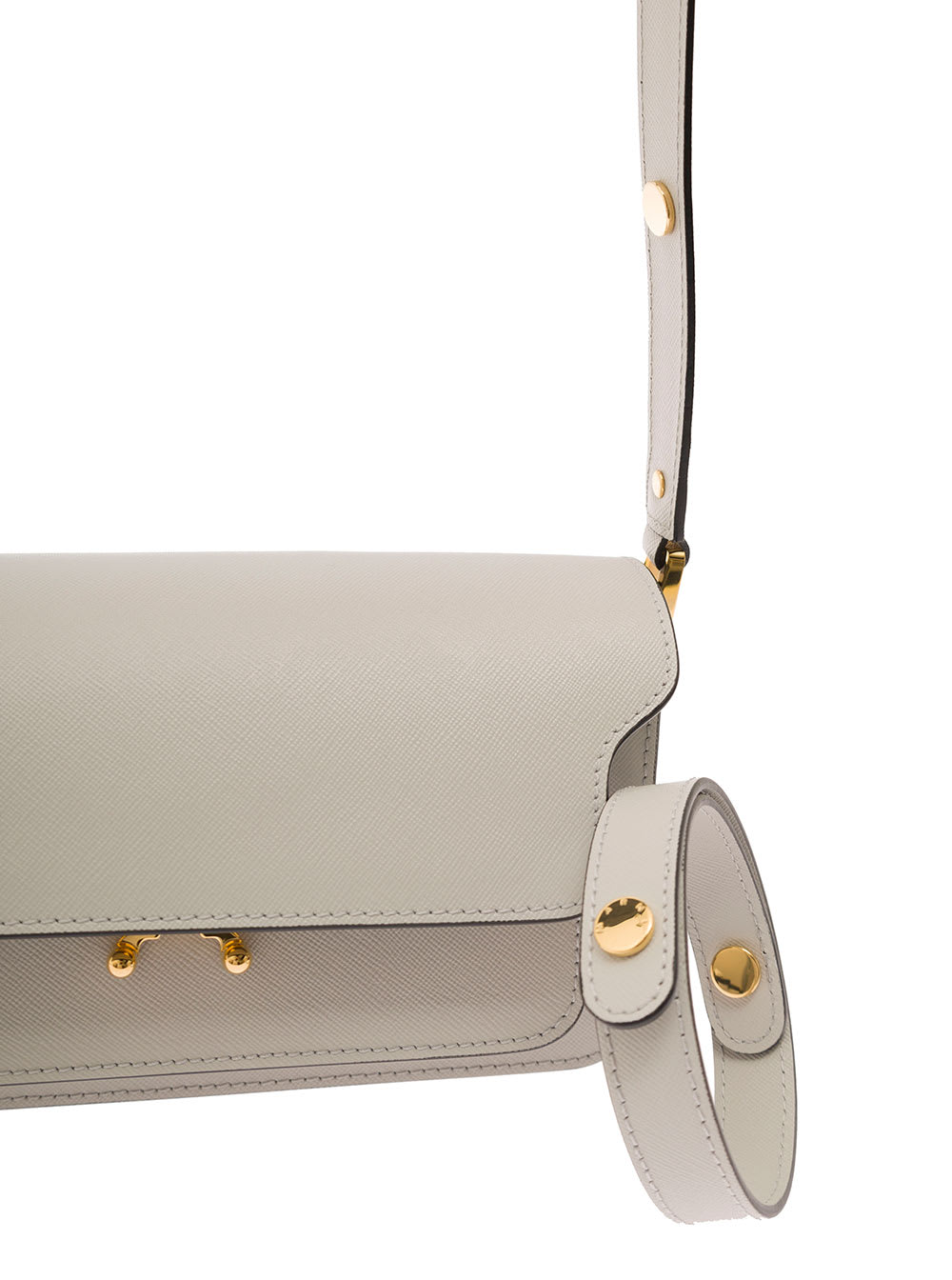 Shop Marni Trunk White Shoulder Bag With Push-lock Fastening In Leather Woman