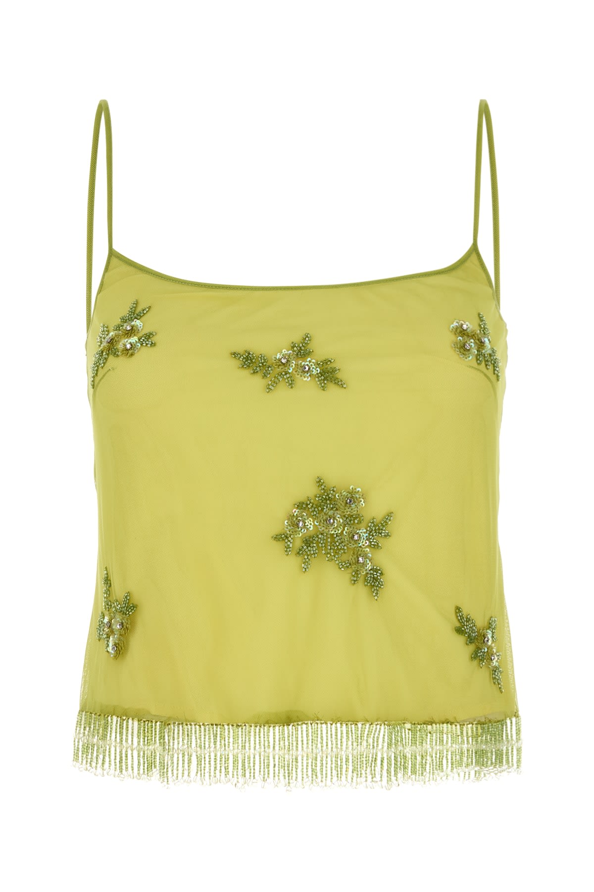 Blumarine 2c346a Tulle Embroid Top In Nilegreensunlight