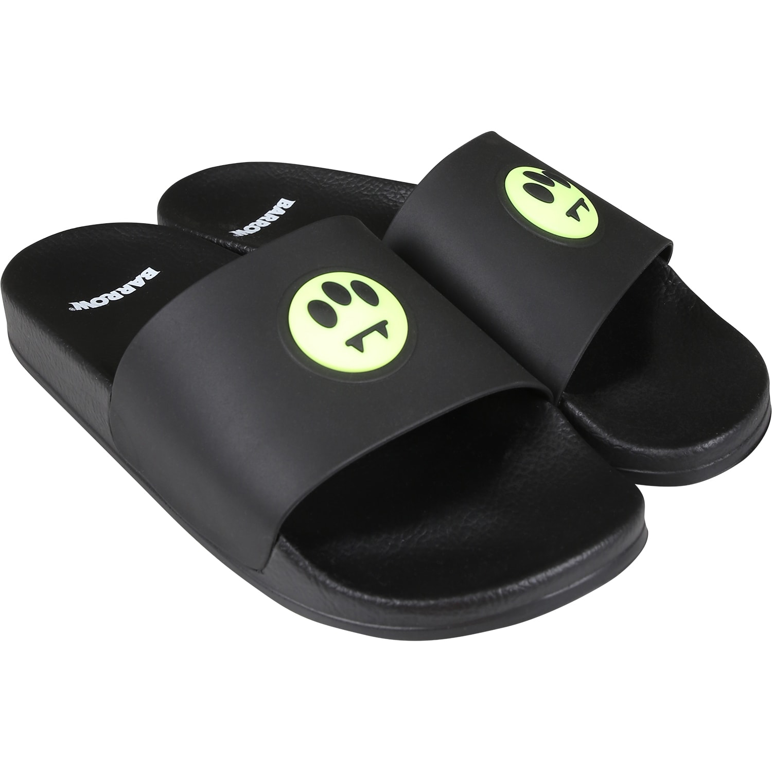 Shop Barrow Black Slippers For Boy With Smiley