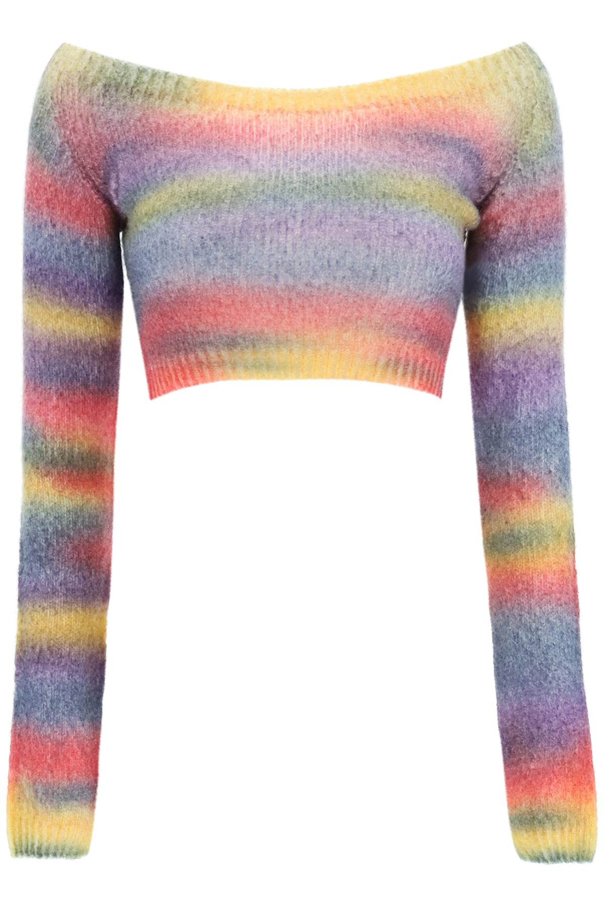 Canessa sole Bardot Cashmere And Silk Cropped Sweater With Gradient Print