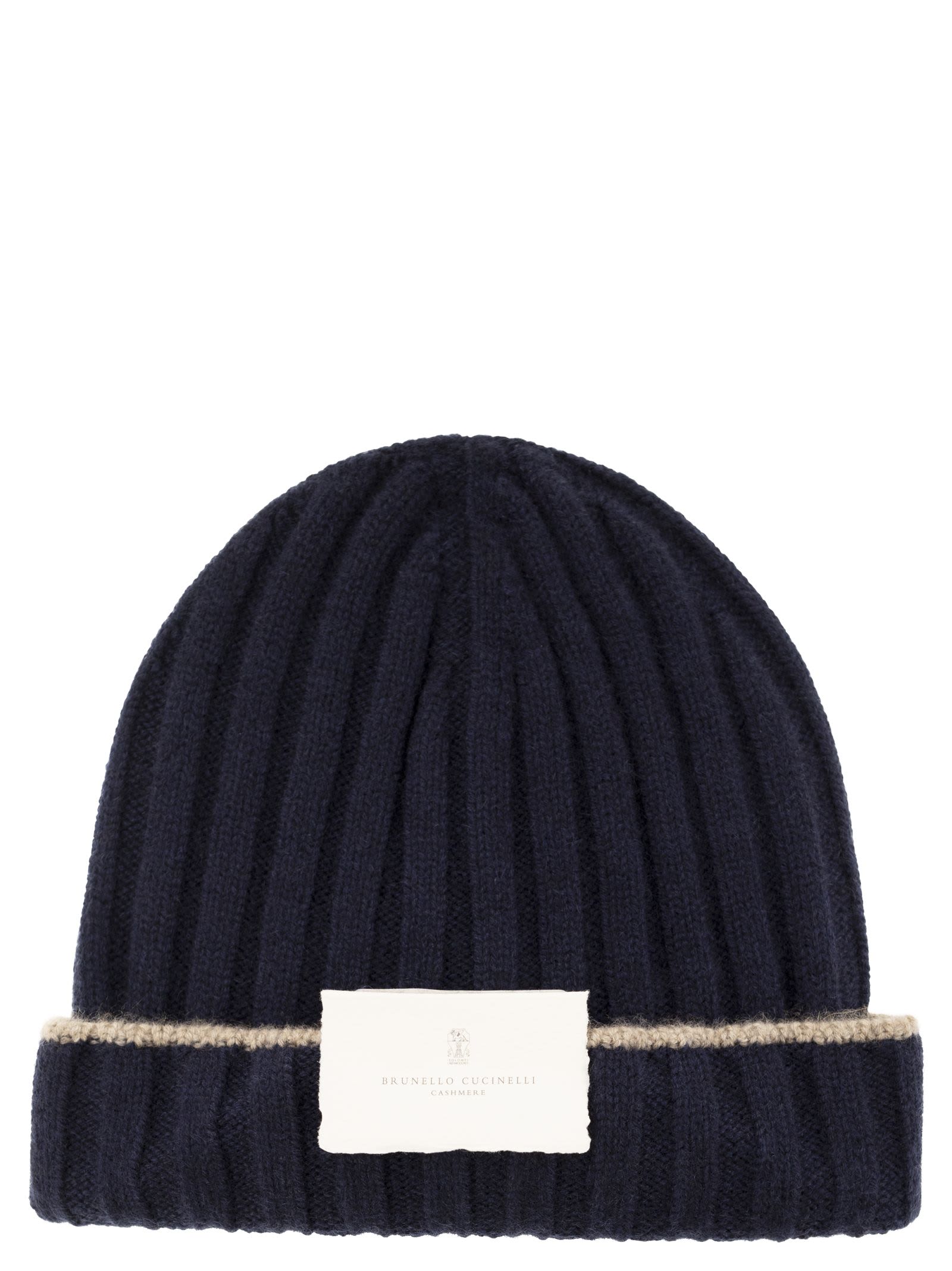 Shop Brunello Cucinelli English Rib Cashmere Knit Beanie In Navy