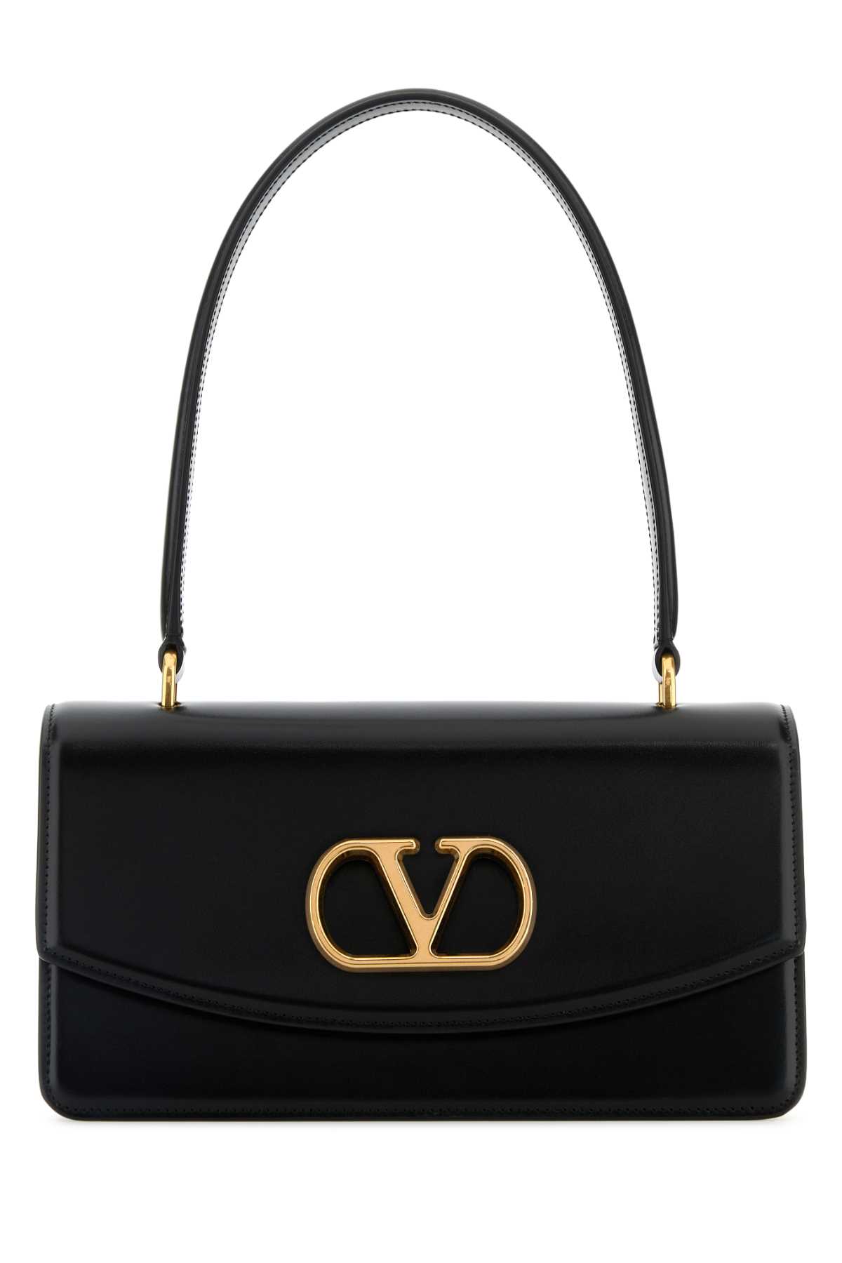 Black Leather Vain Shoulder Bag