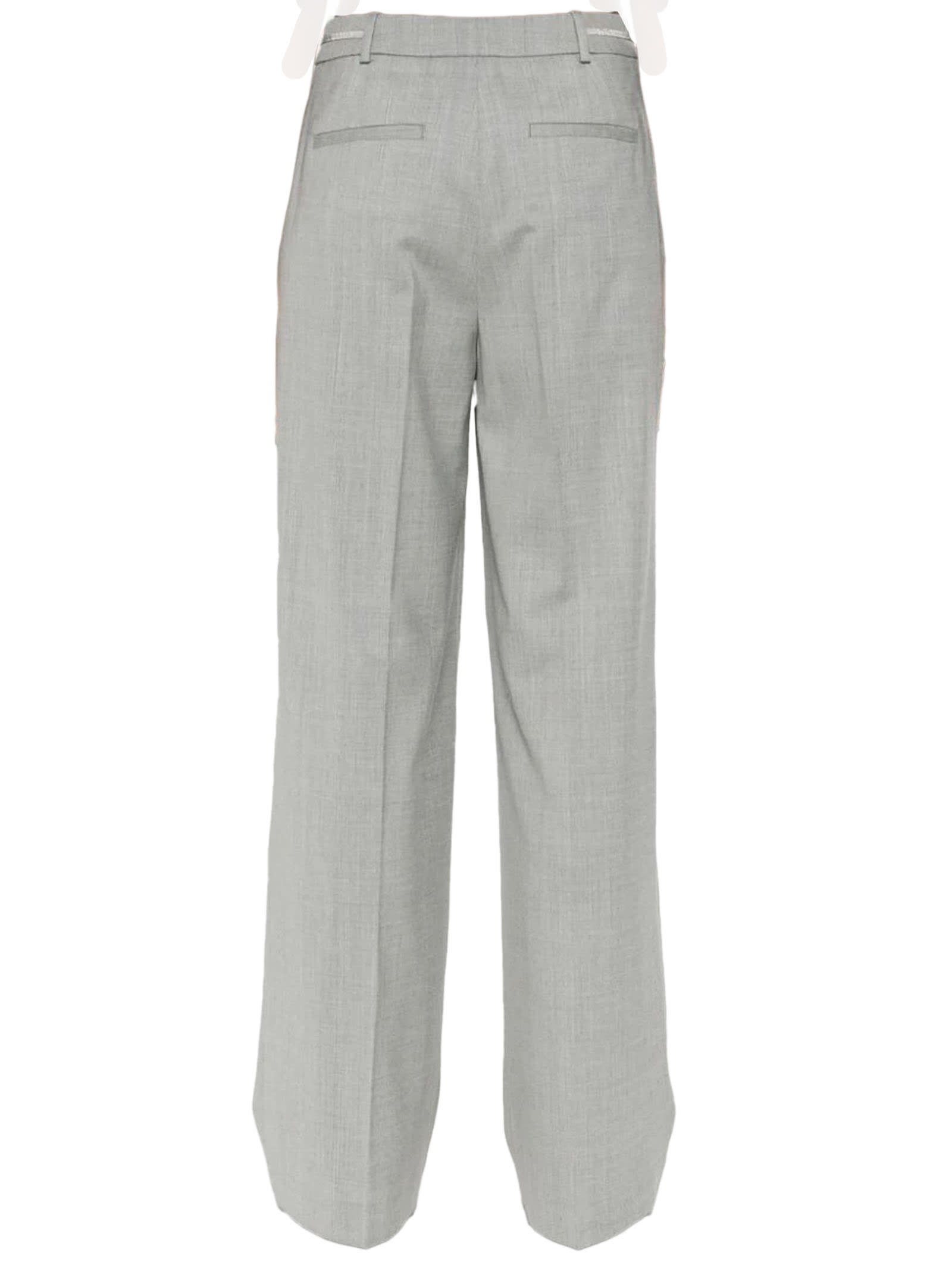 Shop Peserico Light Grey Wool Blend Flannel Trousers