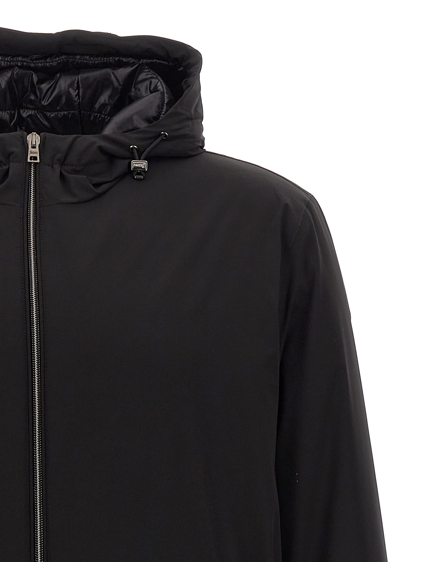 Shop Herno Hooded Down Jacket  In Black