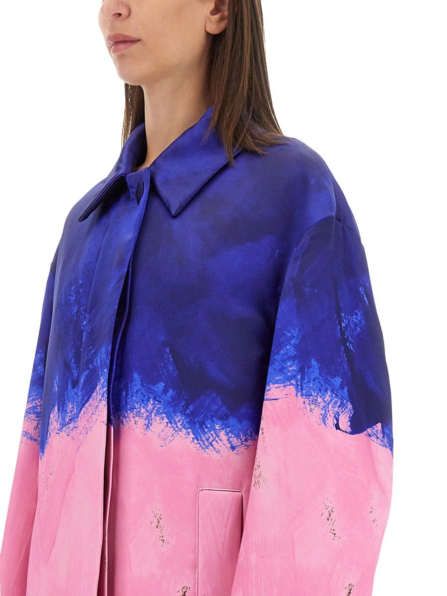 Dries Van Noten Ranks Brushstroke-print Oversized Silk Coat In Multicolour