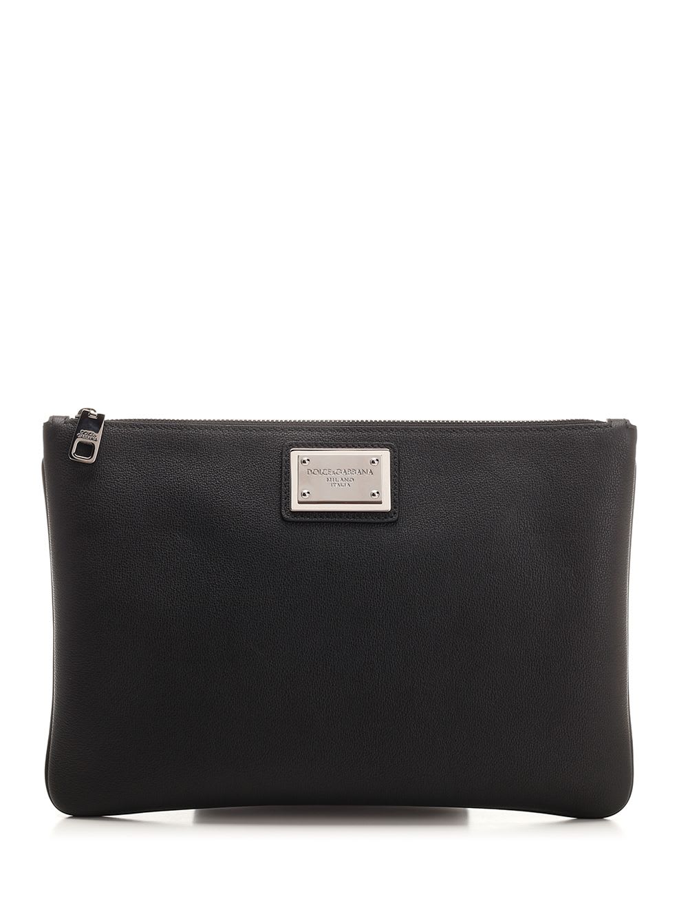 Shop Dolce & Gabbana Logo Plaque Clutch In Black