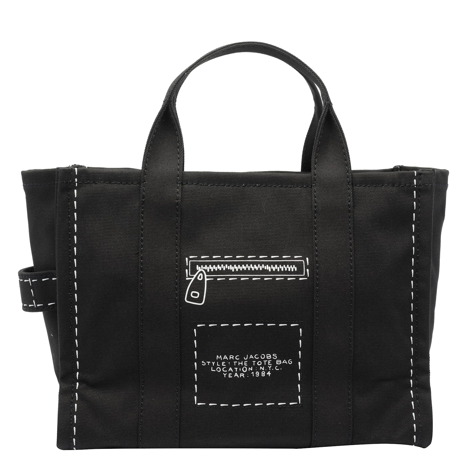 Marc Jacobs The Trompe Loeil Cargo Canvas Medium Tote Bag In Black