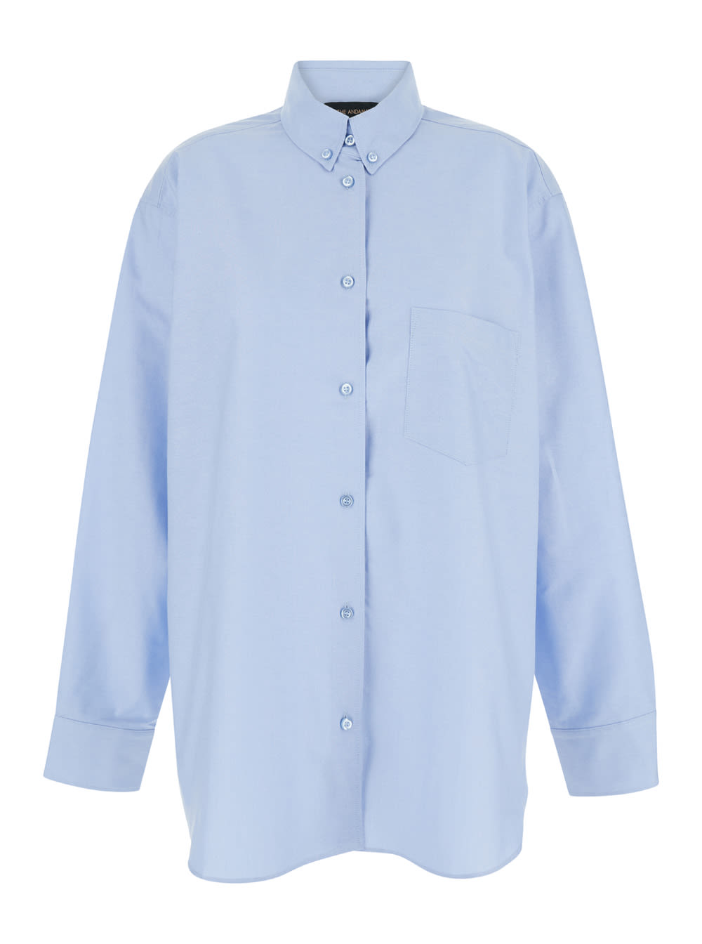 Light Blue Shirt With Buttons In Cotton Blend Woman