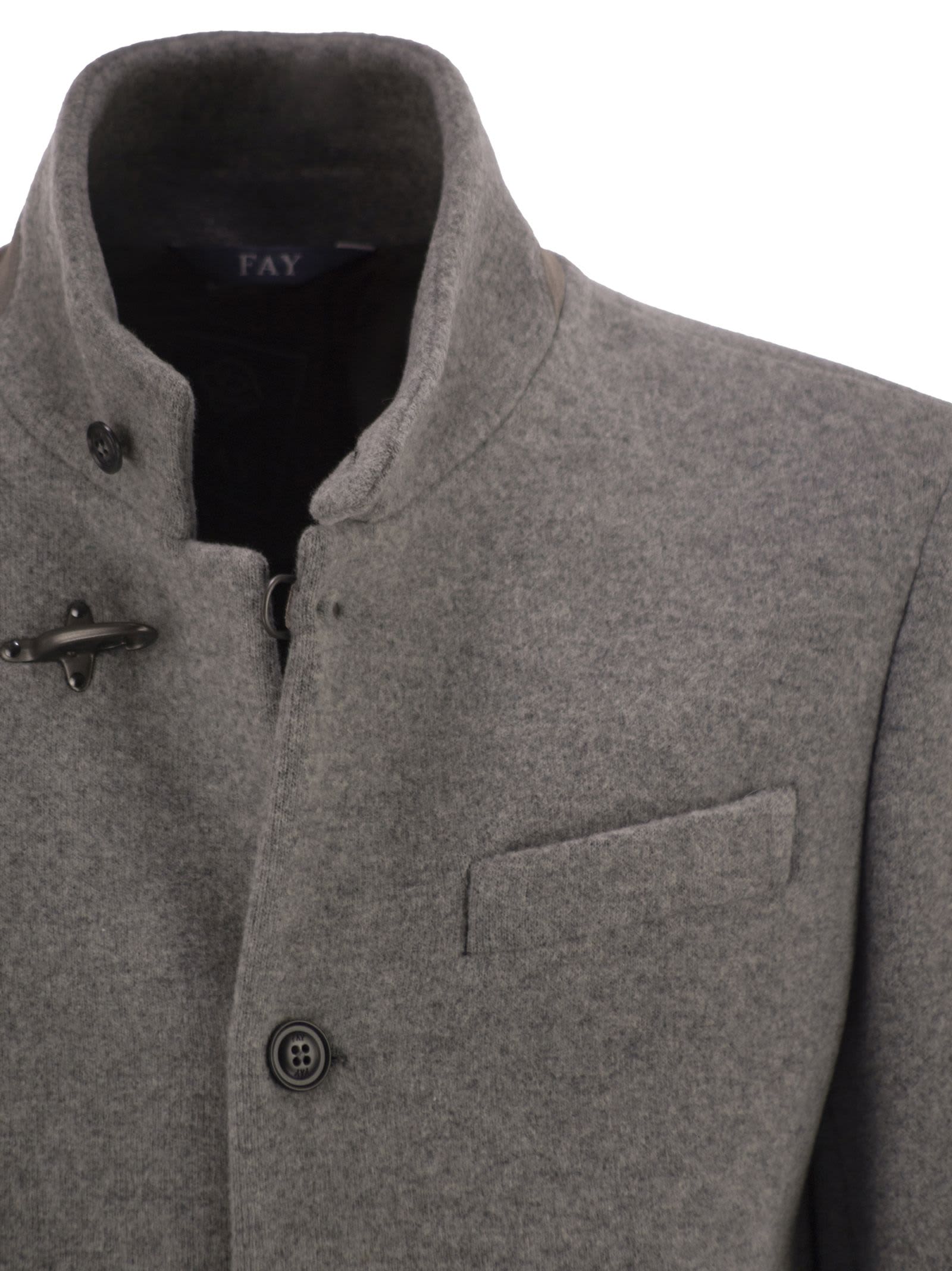 Fay Men Wool Pea Coat In Gray
