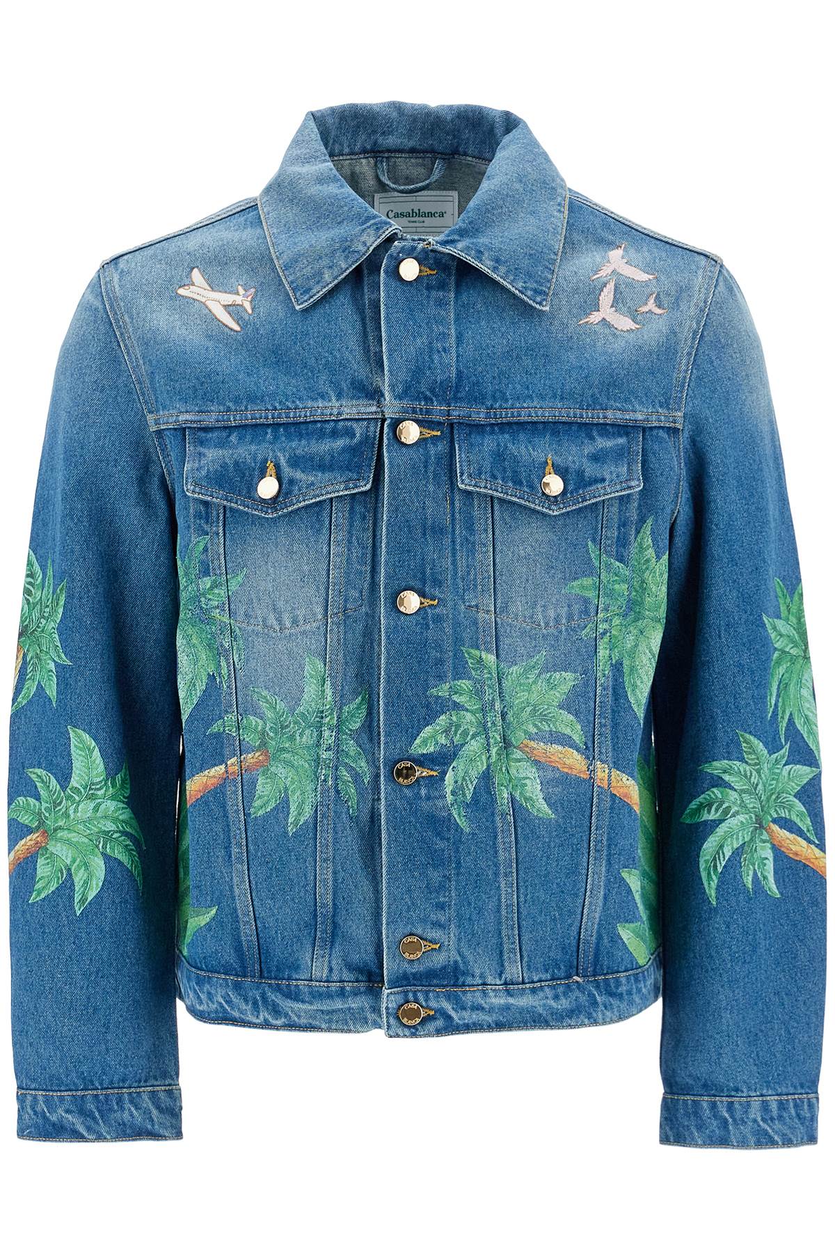 Shop Casablanca Denim Tennis Club Jacket In  Tennis Club (blue)