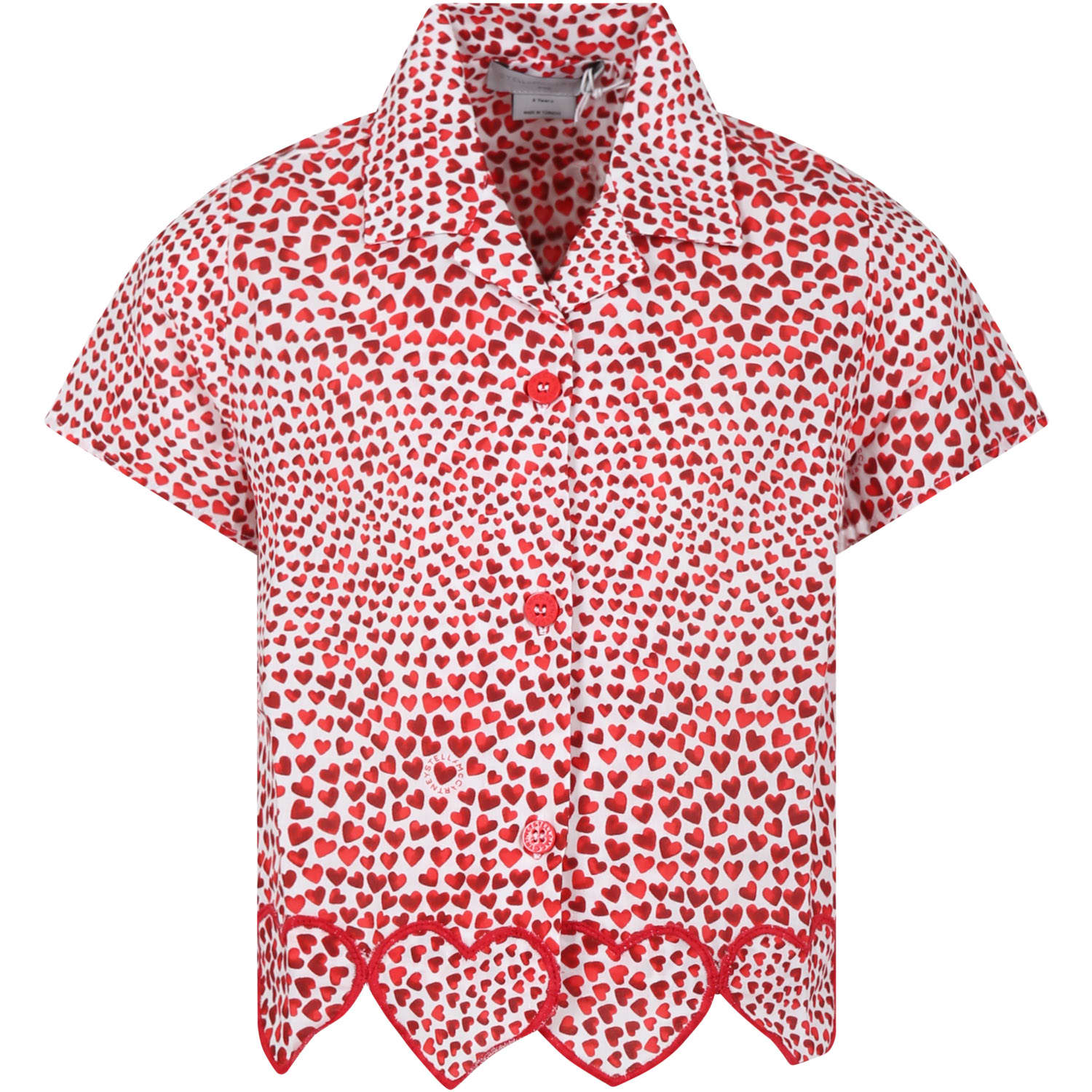 Shop Stella Mccartney Red Shirt For Girl With Hearts Print