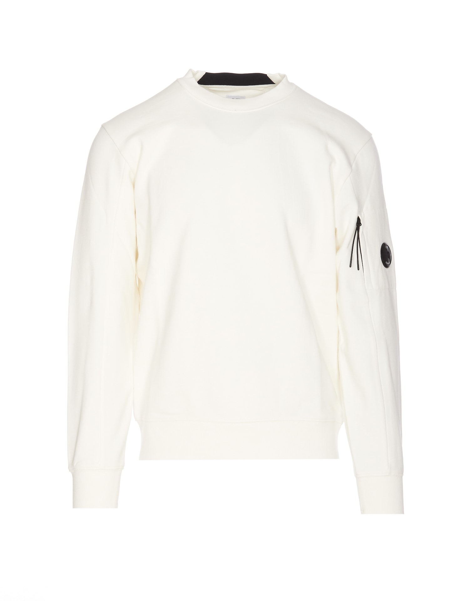Shop C.p. Company Diagonal Raised Fleece Logo Sweatshirt In White