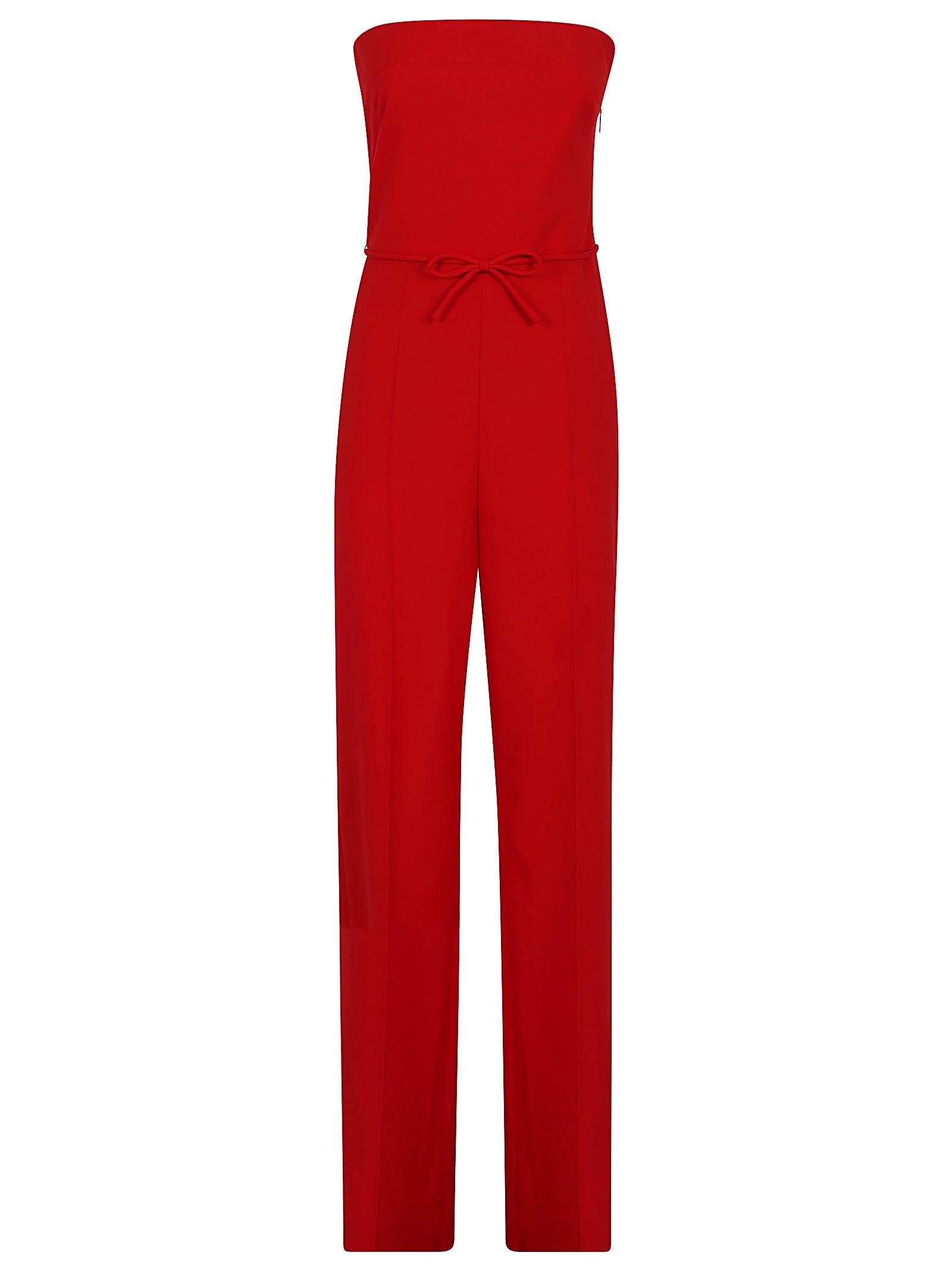 Valentino Dry Tailoring Wool Solid Jumpsuit In Rosso