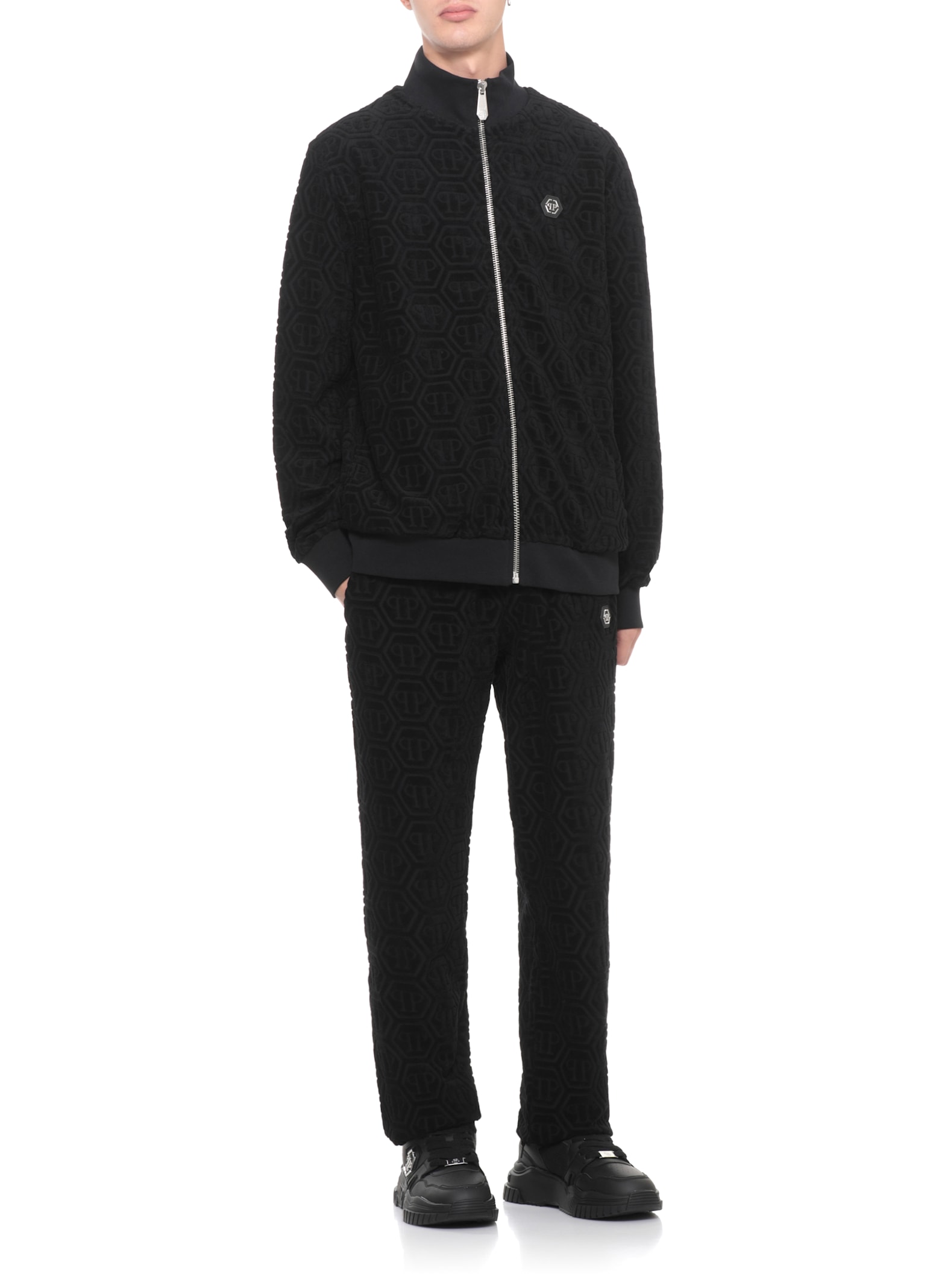 Philipp Plein Pants With Monogram In Black
