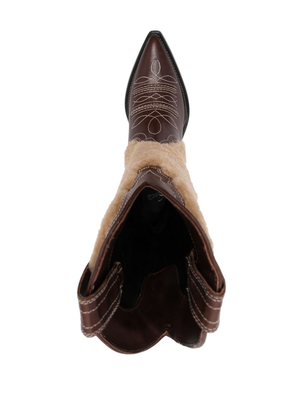 Sonora Embroidered Leather Texan Boots In Brown