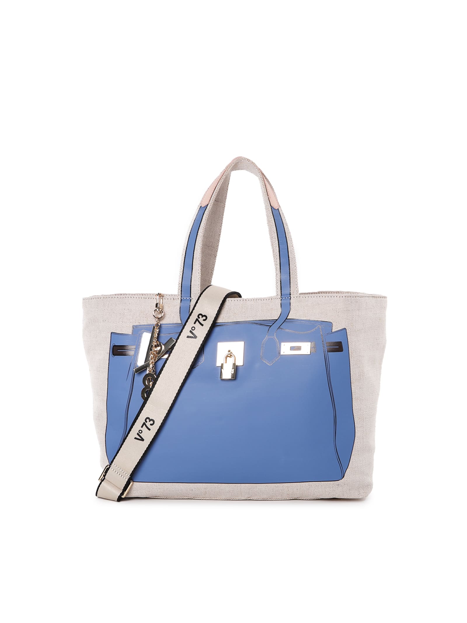 Shop V73 Shopping Bag Summer In Natural, Blue