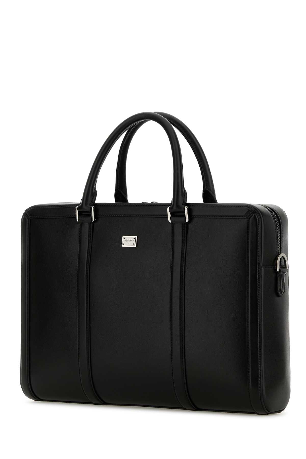 Shop Dolce & Gabbana Black Leather Briefcase In Nero