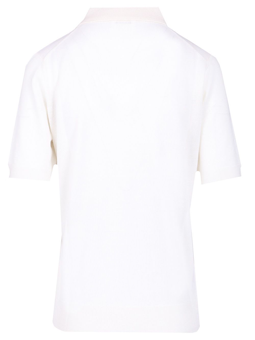P.a.r.o.s.h Ribbed-knit Polo Top In White