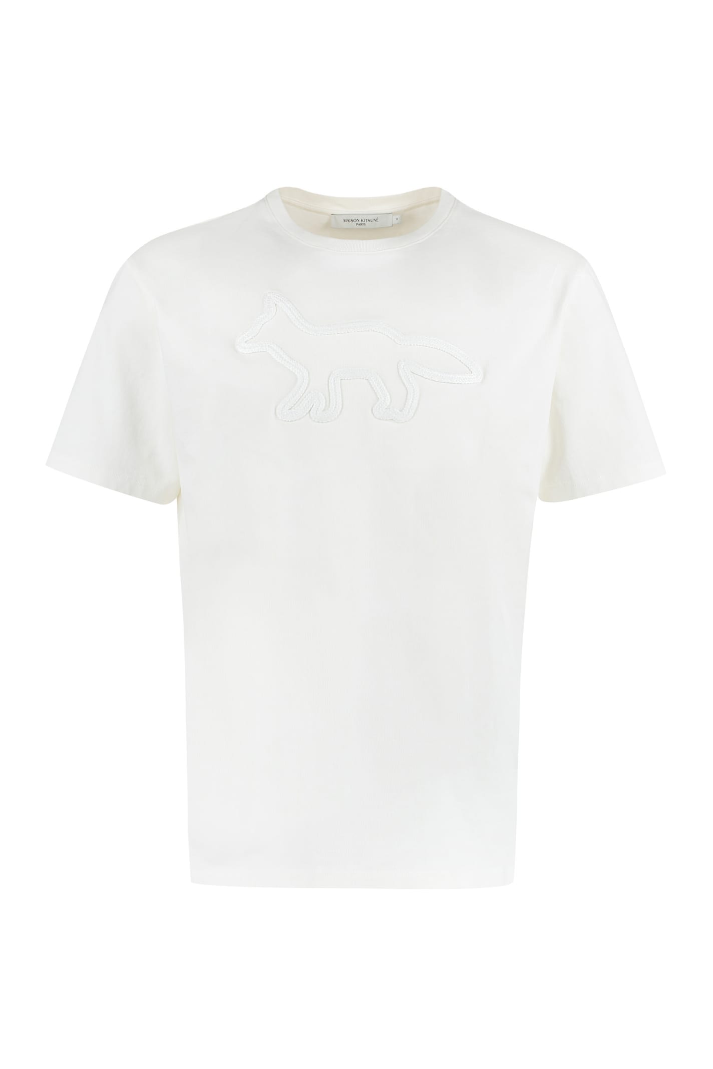 Shop Maison Kitsuné Patch Detail Cotton T-shirt In White