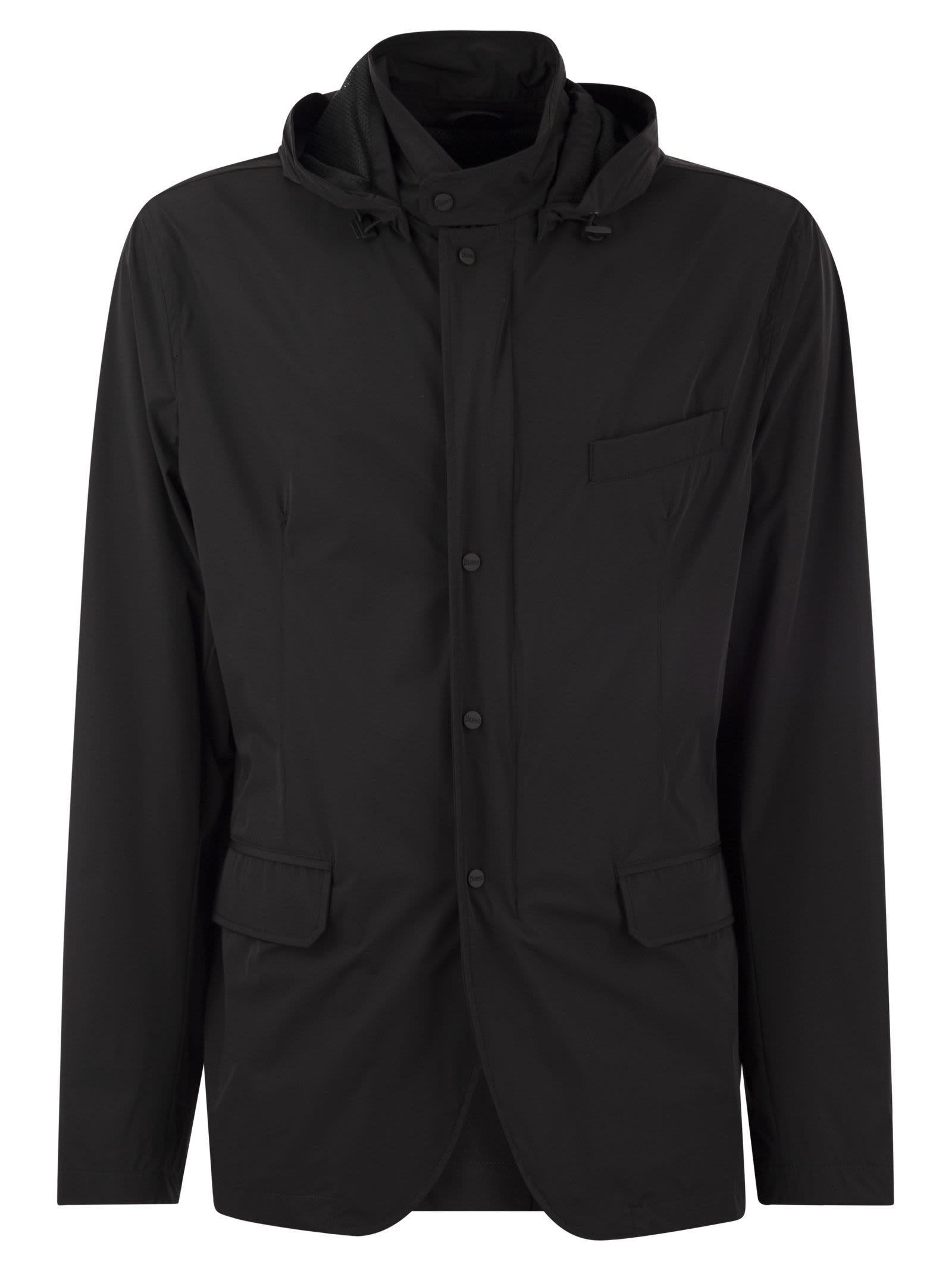 Shop Herno Technical Fabric Jacket With Hood In Black