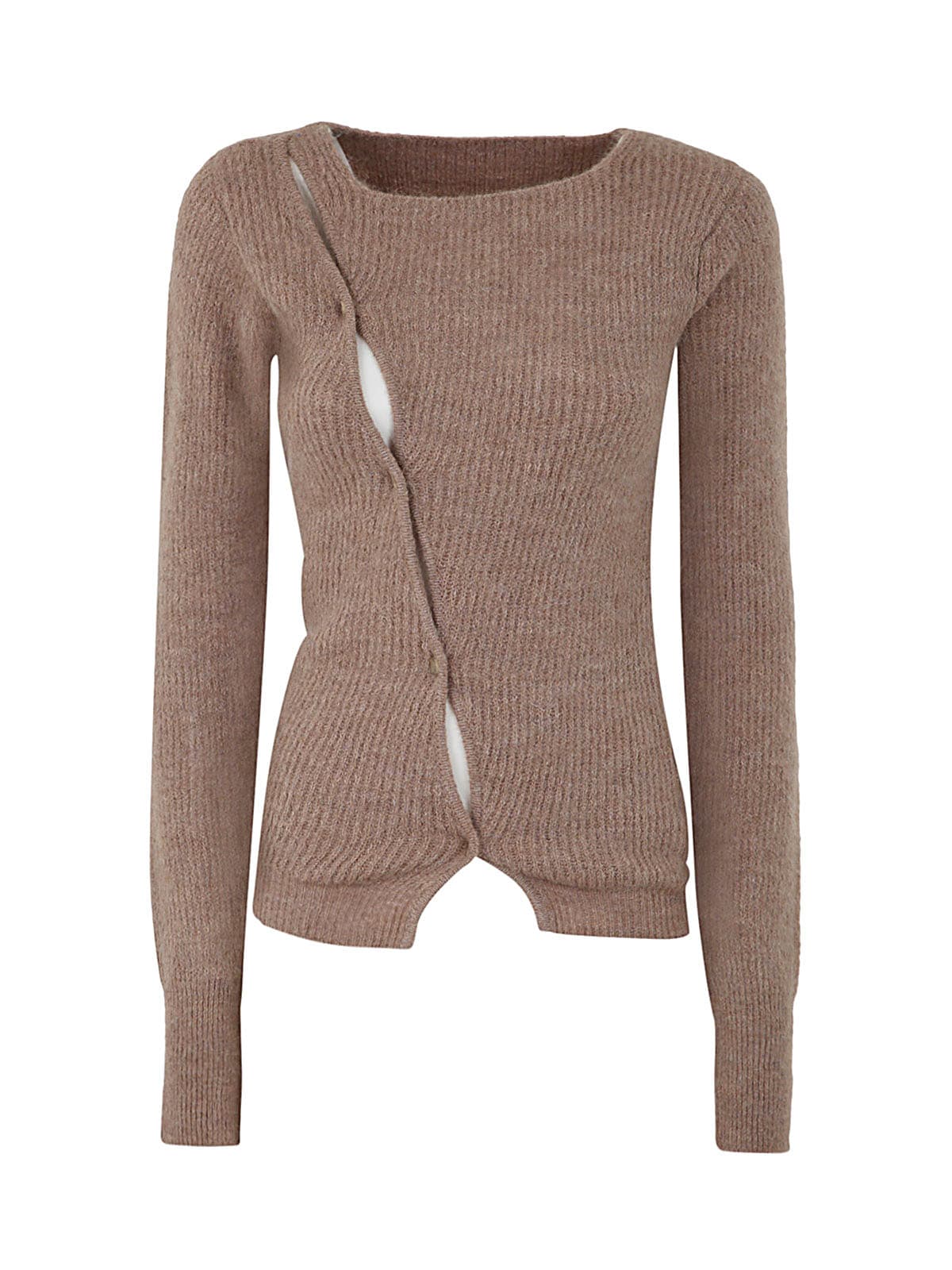 Jacquemus La Maille Pau Asymmetric Knit Sweater In Light Beige