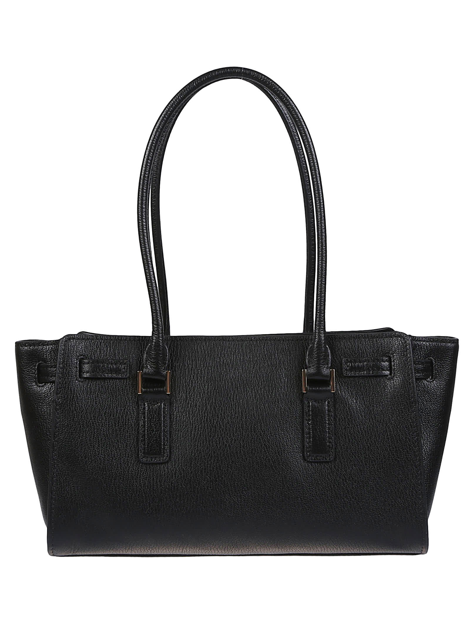 Michael Kors Double-handle Leather Shoulder Bag In Black