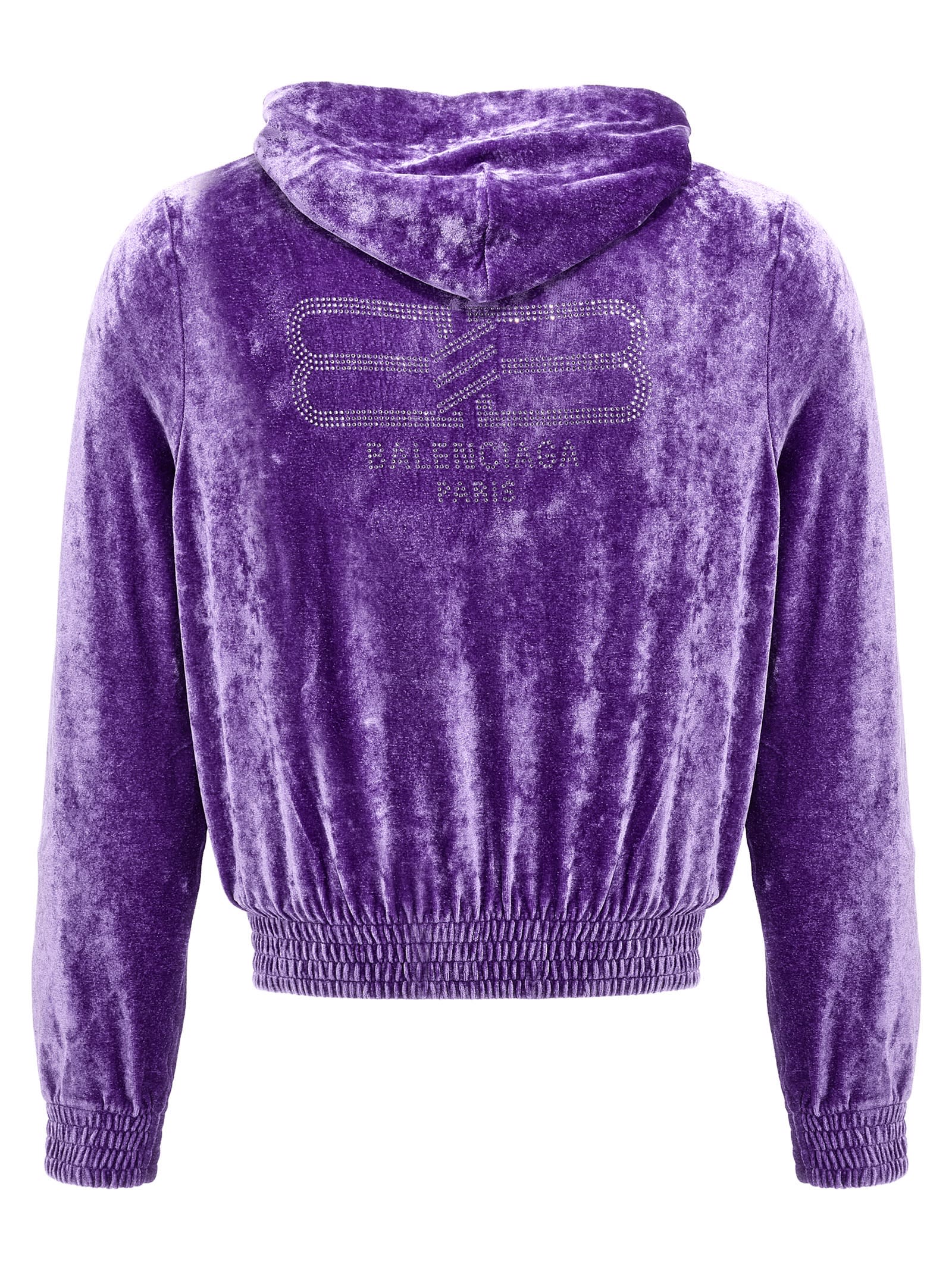 Shop Balenciaga Sequin Velvet Hoodie In Purple
