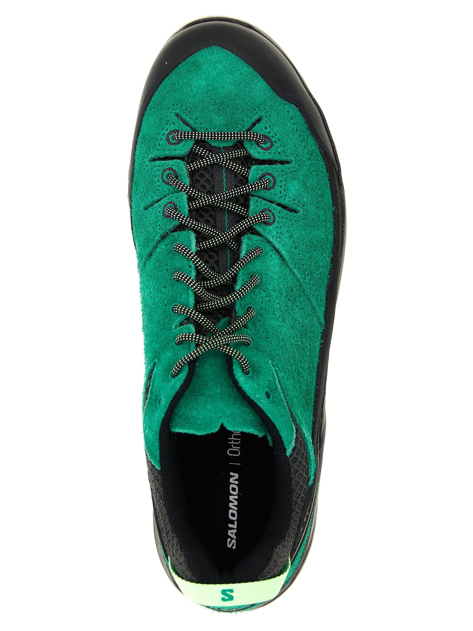 Salomon Suede Mesh Sneakers Pull Tab Rubber Sole In Green