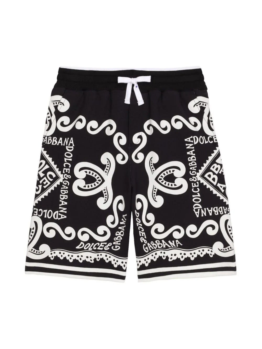 Shop Dolce & Gabbana Jersey Bermuda Shorts With Marina Print In Blue