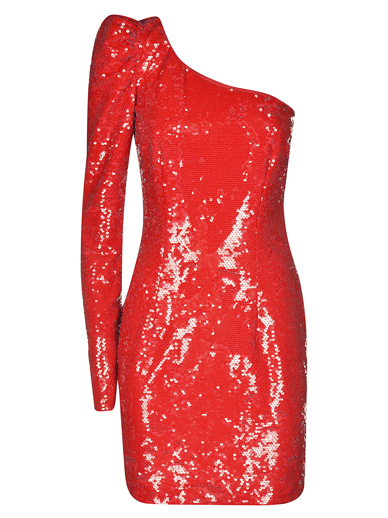 Amen Sequin Coated One-sleeve Dress In Red