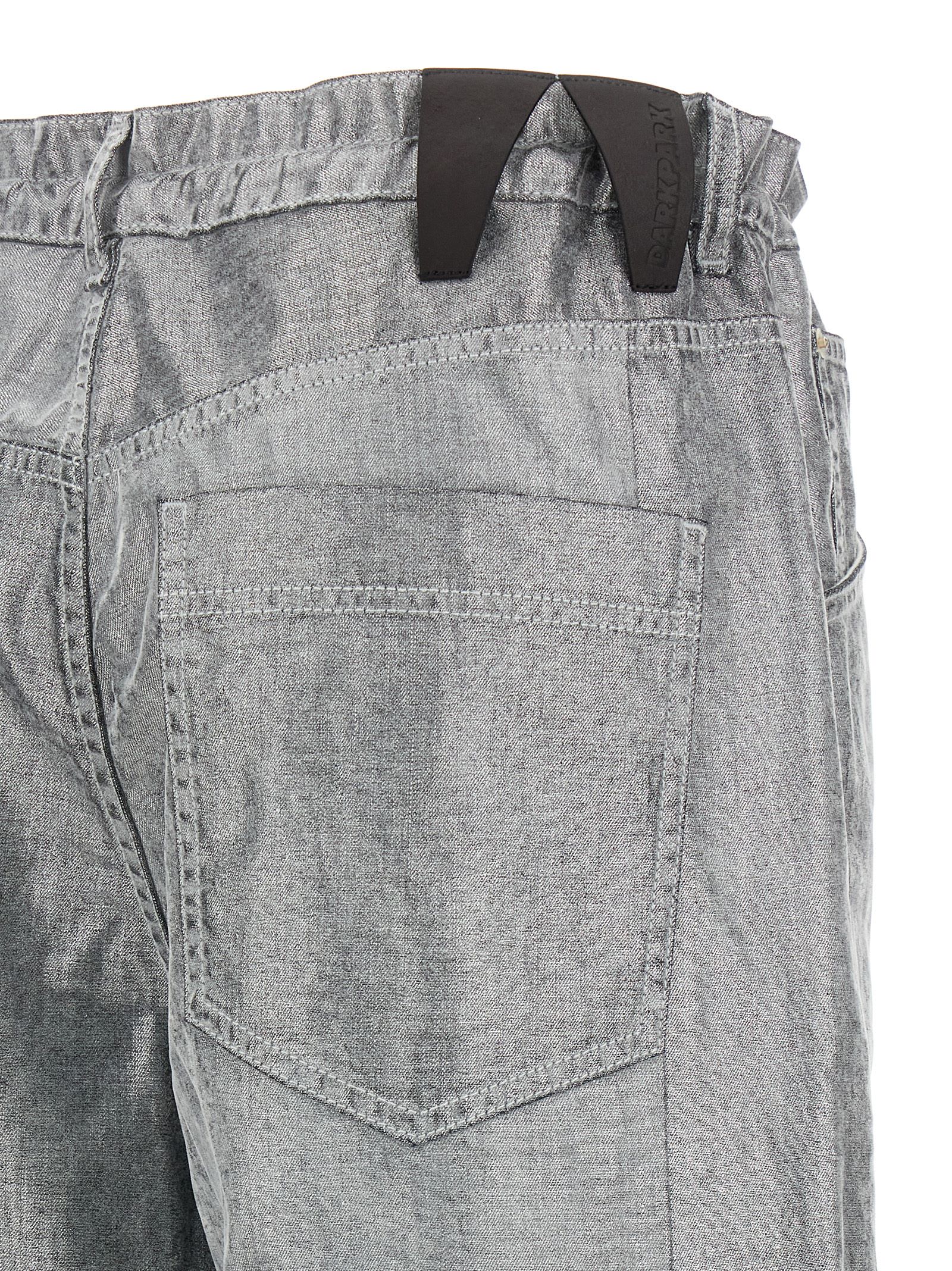 Darkpark Wide Leg Drawstring Waist Jeans With Pockets In Silver