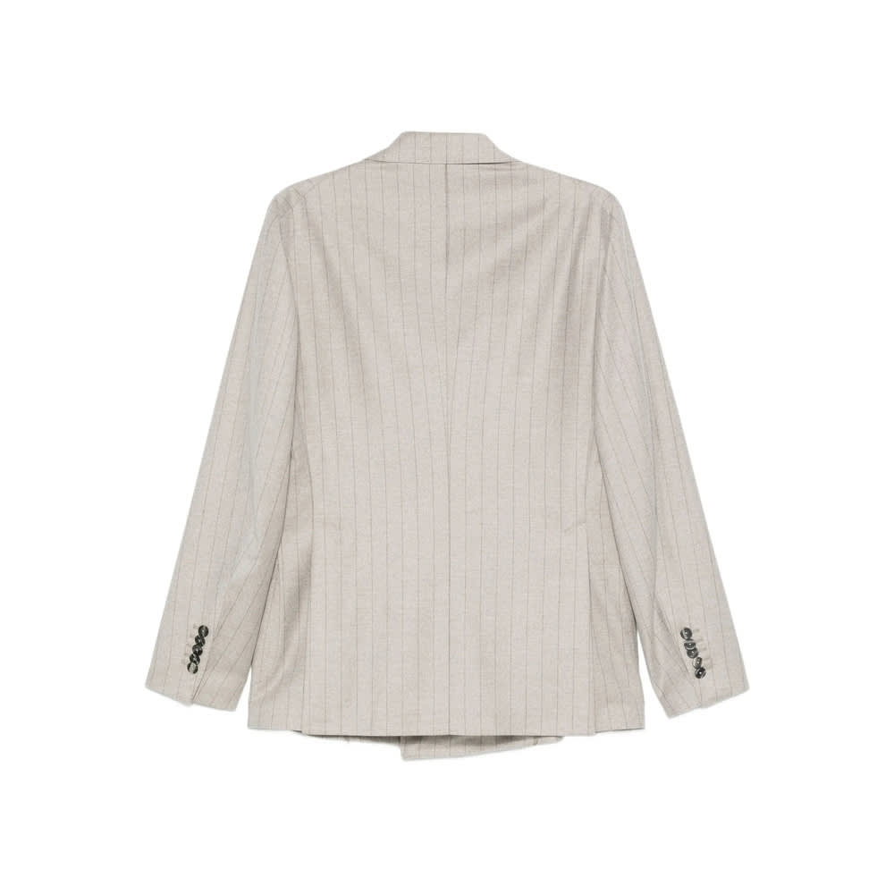 Tagliatore Long Sleeve Blazer And Belt Loop Pants Set In Neutral