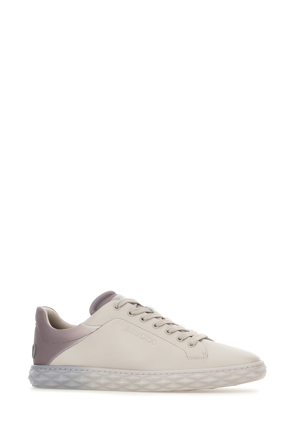 Shop Jimmy Choo Light Grey Leather Diamond Light Sneakers In Vashstorm