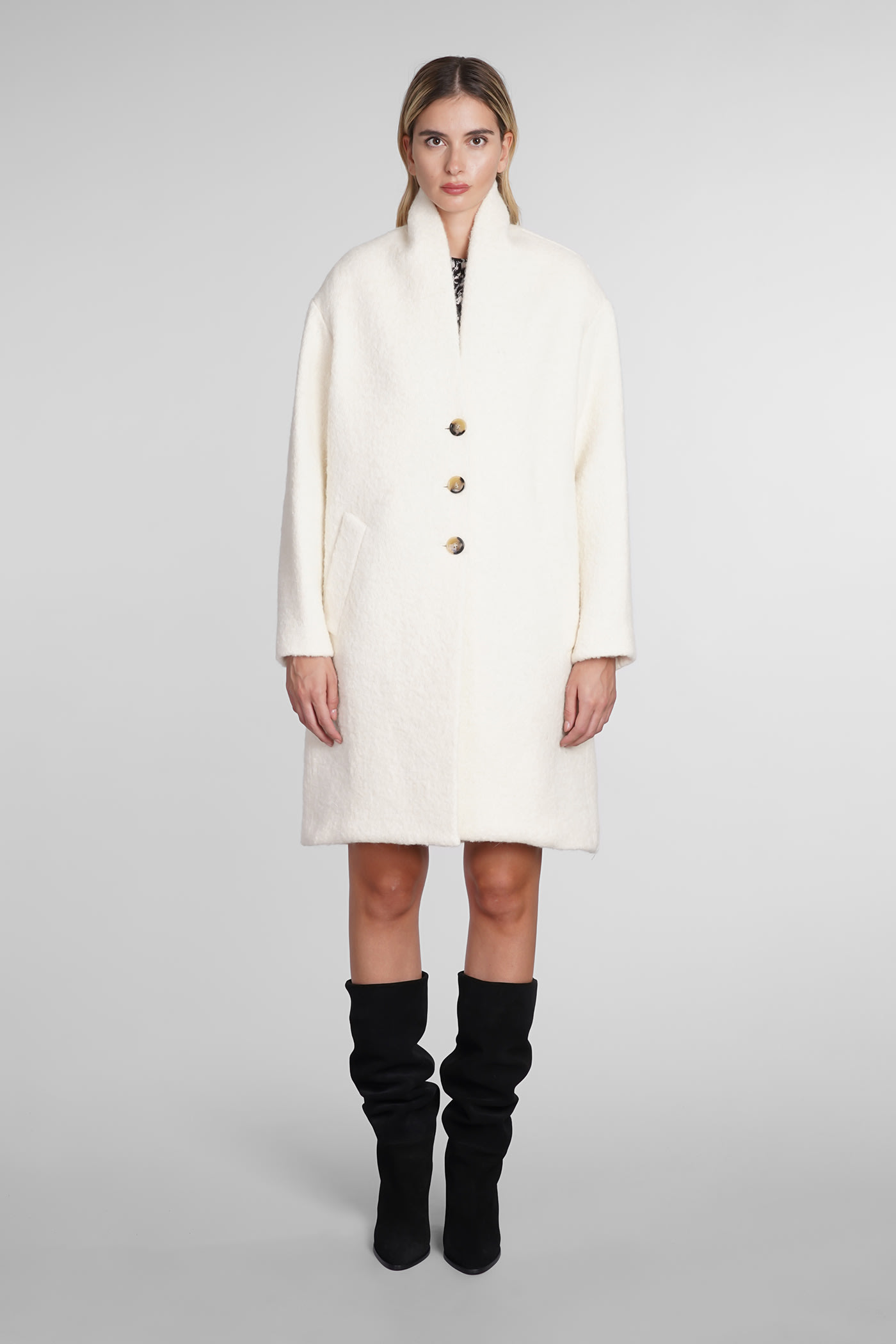 Isabel Marant Étoile Single-breasted Drop Shoulder Coat In Beige