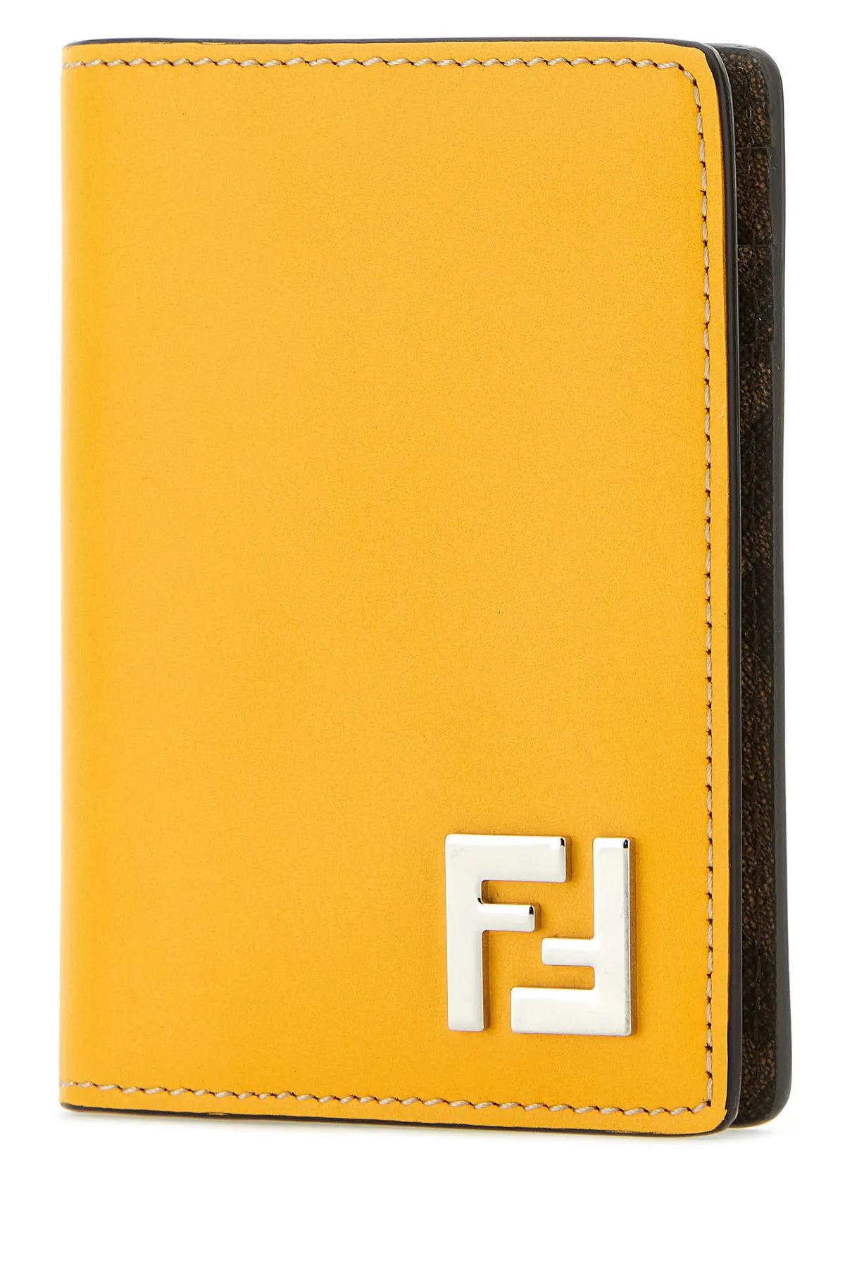 Fendi Yellow Leather Gusseted Card Holder — LSC INC