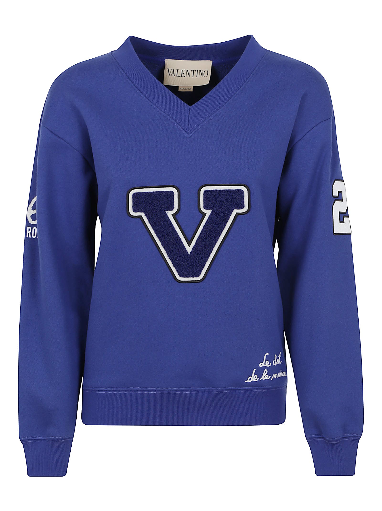Valentino Garavani Sweatshirt With V And Le Chat De La Maison In Blue
