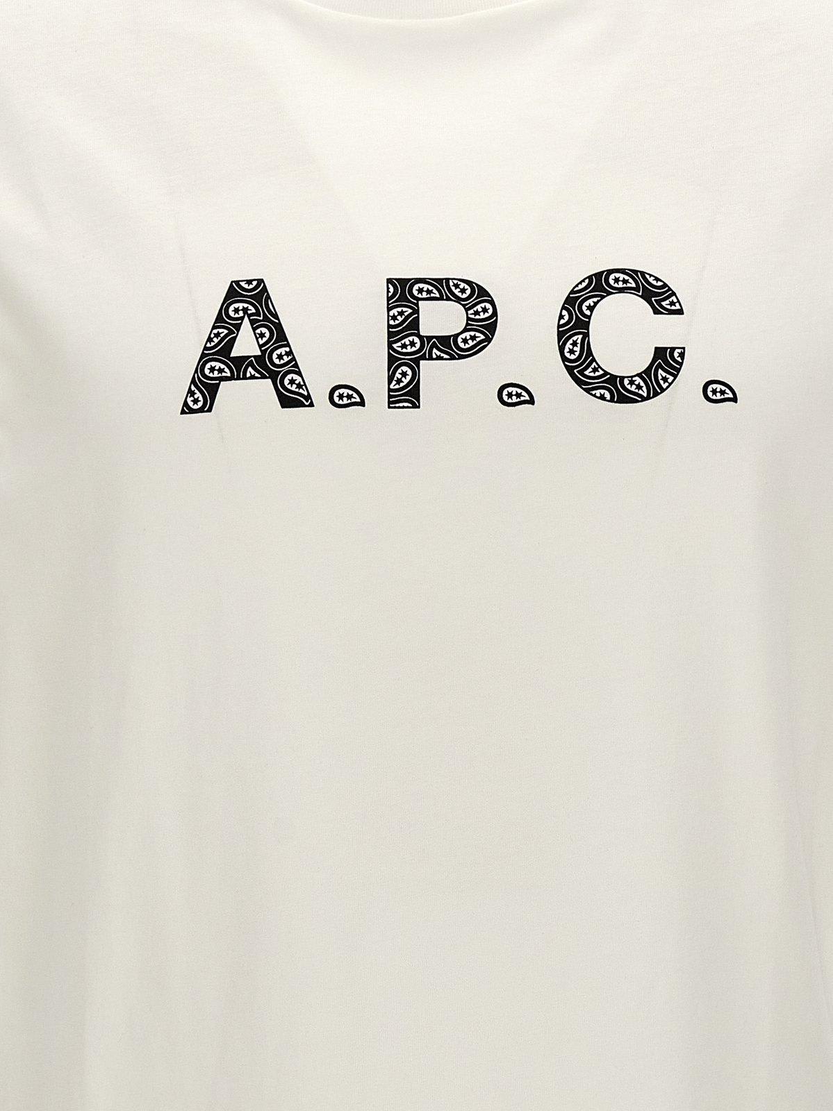 Shop Apc Logo Printed Crewneck T-shirt In White