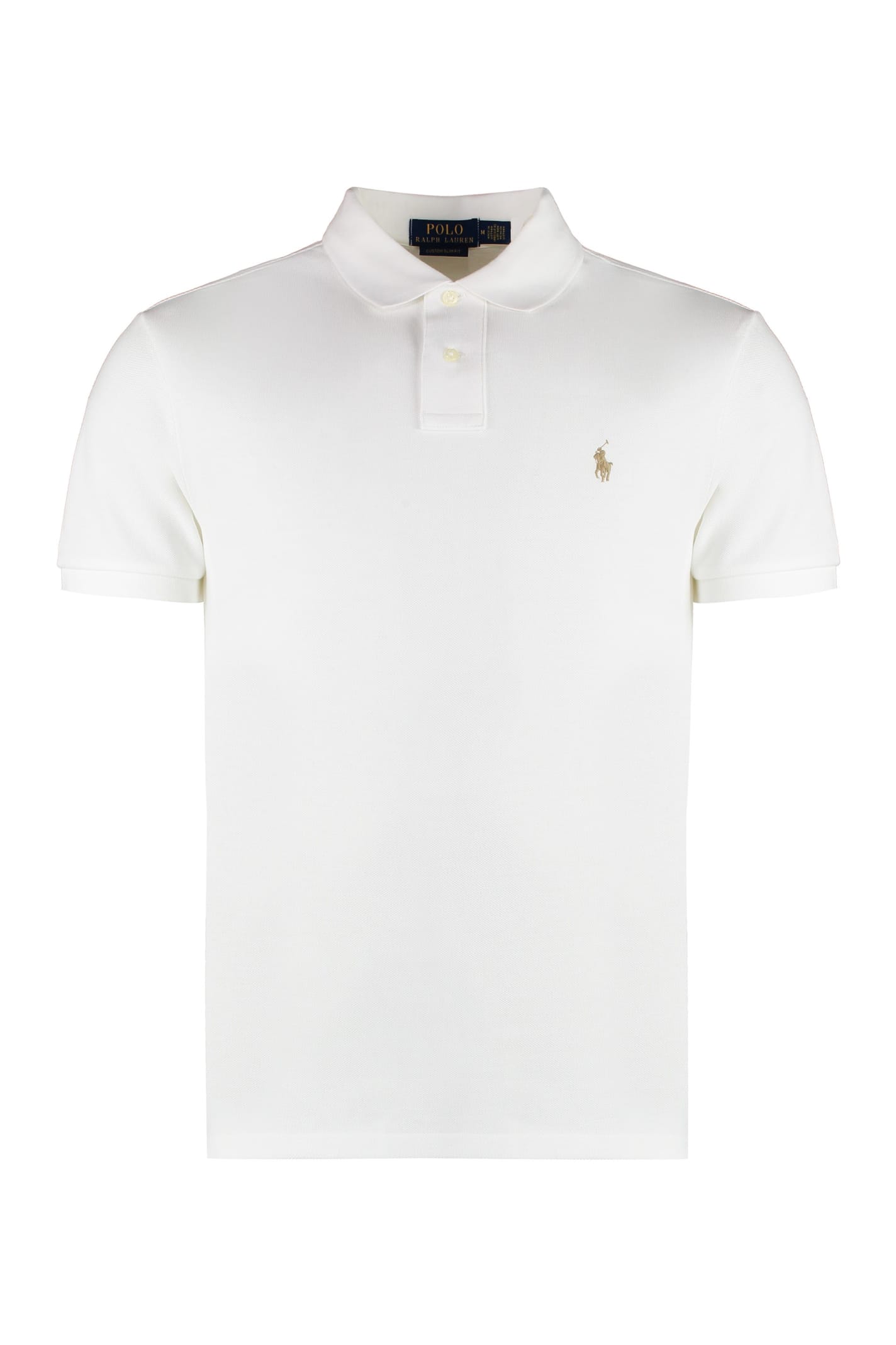 Shop Polo Ralph Lauren Logo Embroidery Cotton-piqué Polo Shirt In White