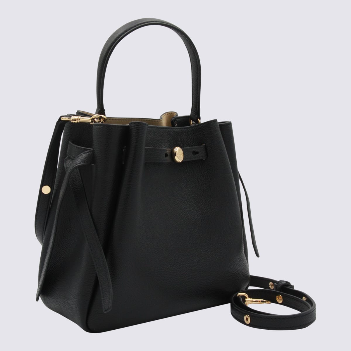 Tory Burch Black Leather Romy Satchels In Black