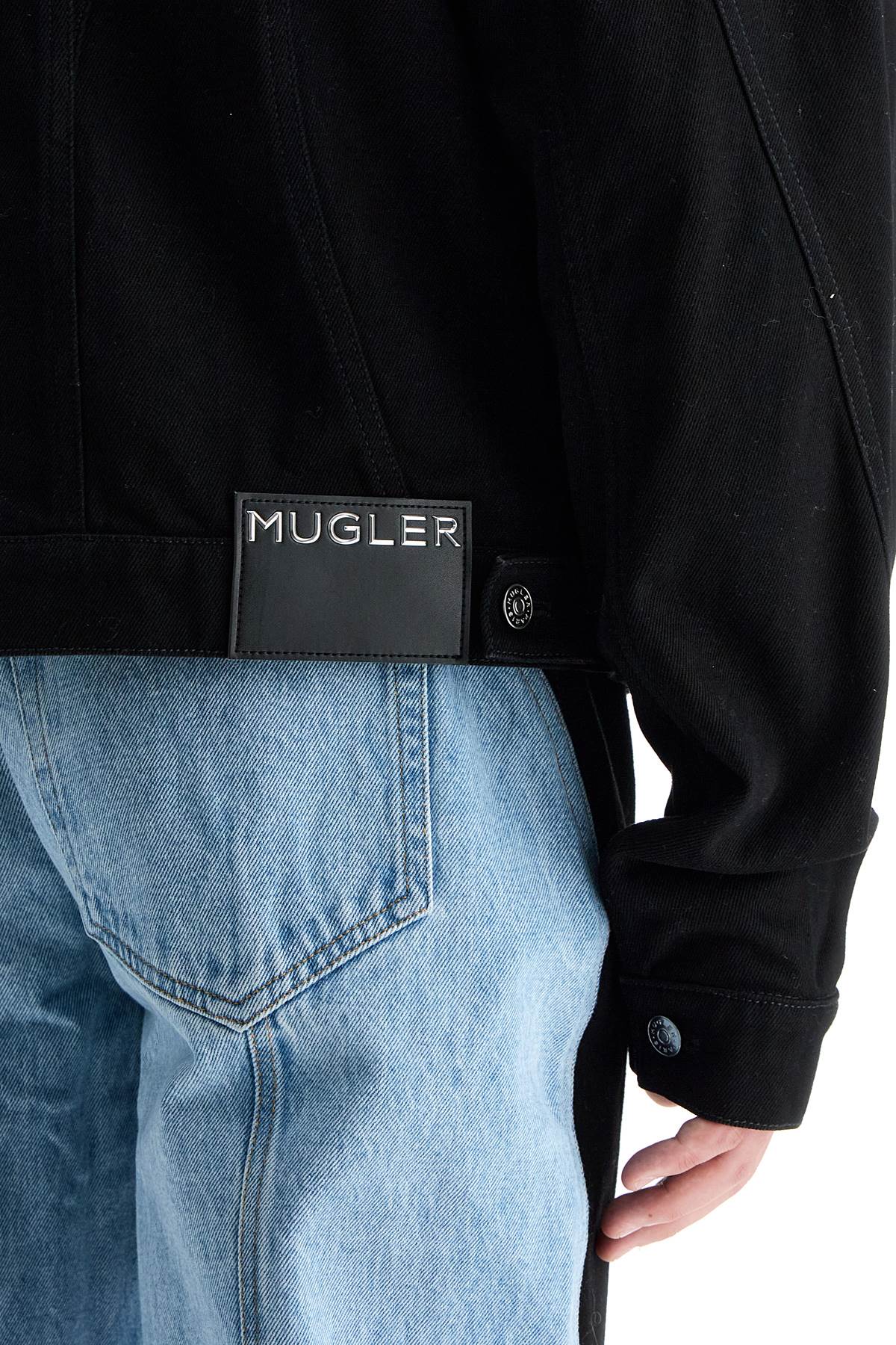 Mugler Colour-block Jacket In Tokyo Blue Black (blue)